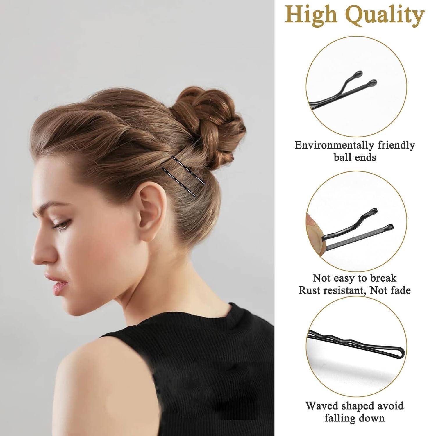 Haarnadeln Metall 200 Stück Wellenform Bobby Pins 5 cm Schwarz
