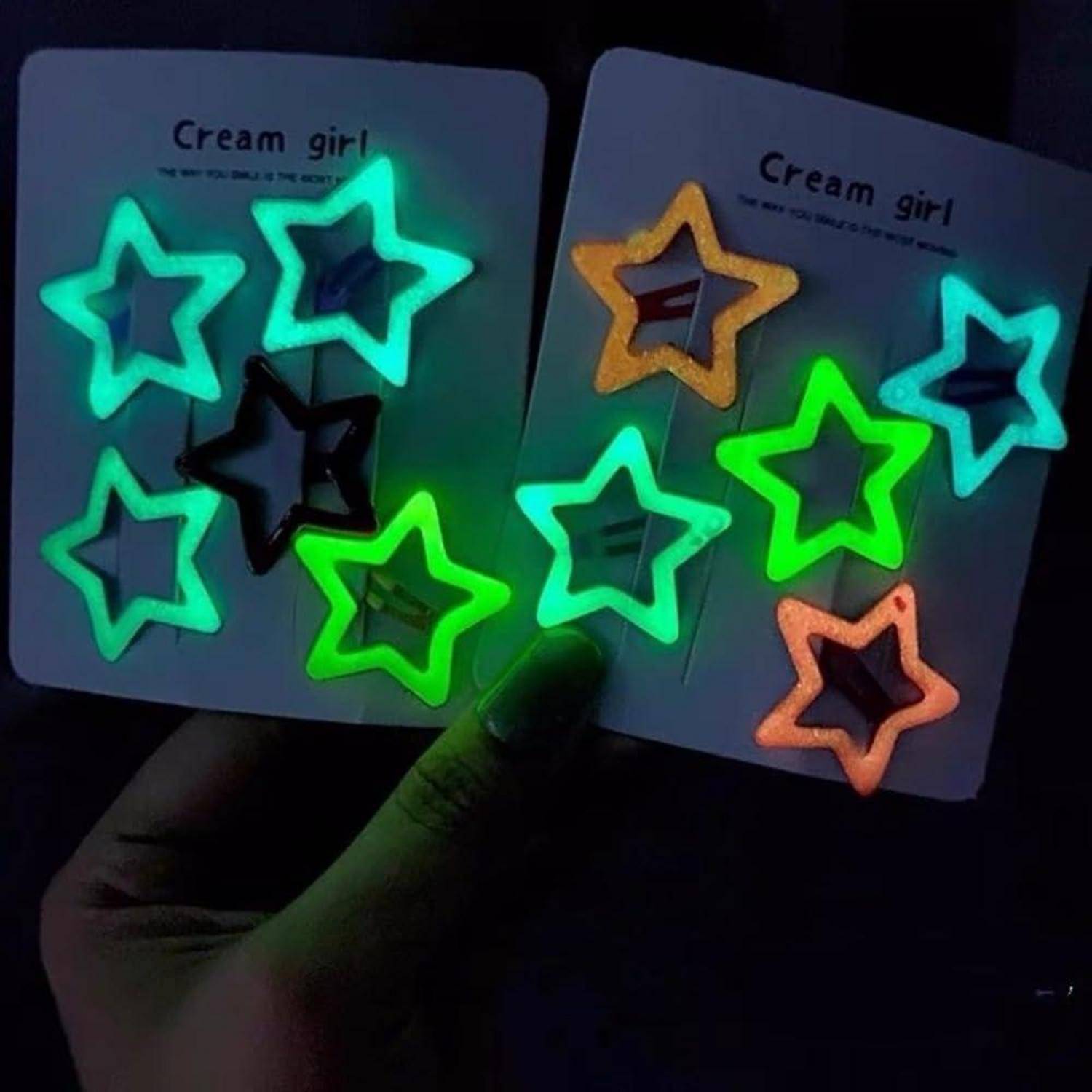 Bunte Leuchtende Stern Haarspangen 10 Stück Glow in the Dark