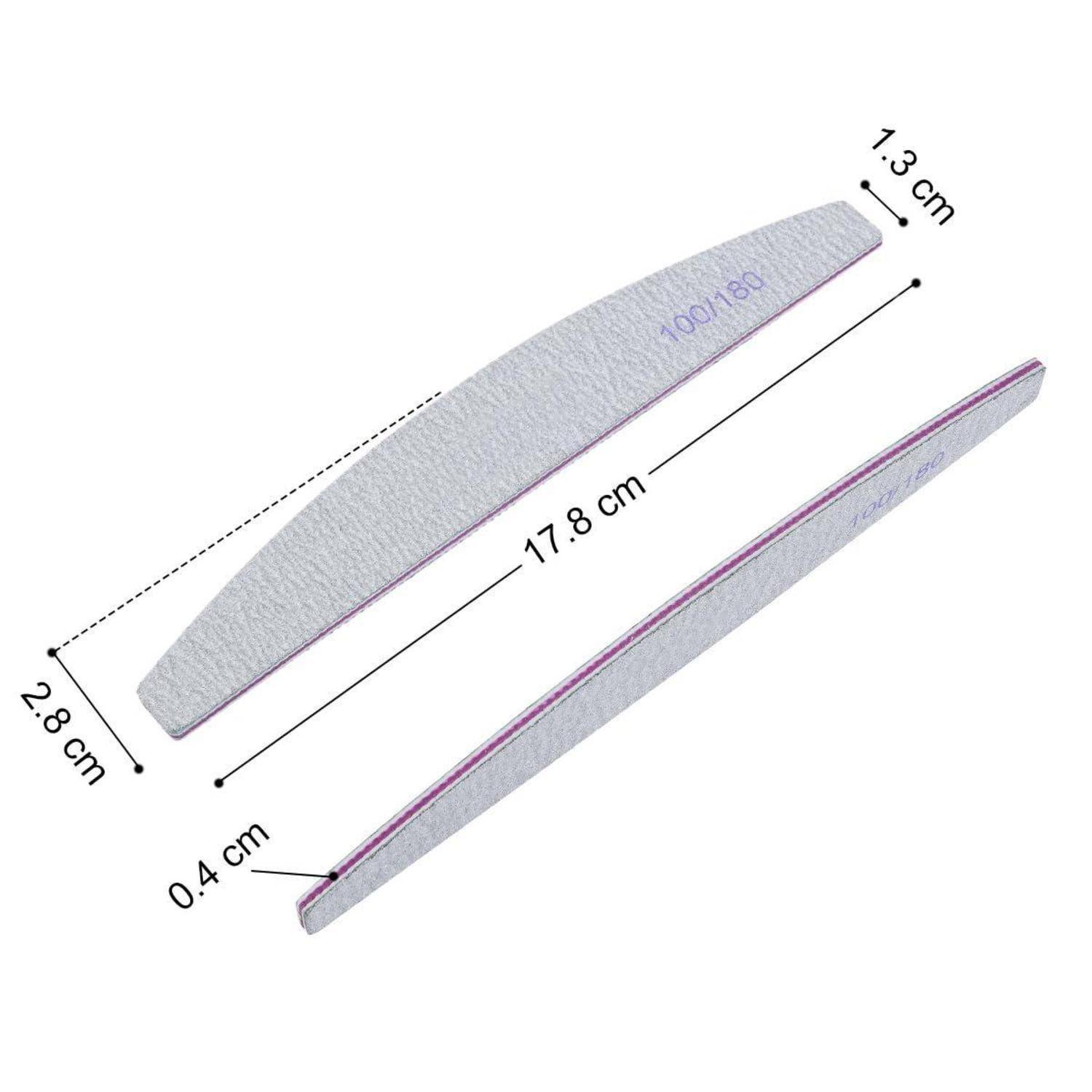 Zwei silberne Nagelfeilen mit Abmessungen: Länge 17,8 cm, Breite 2,8 cm, Dicke 0,4 cm, dargestellt in Seiten- und Draufsicht.