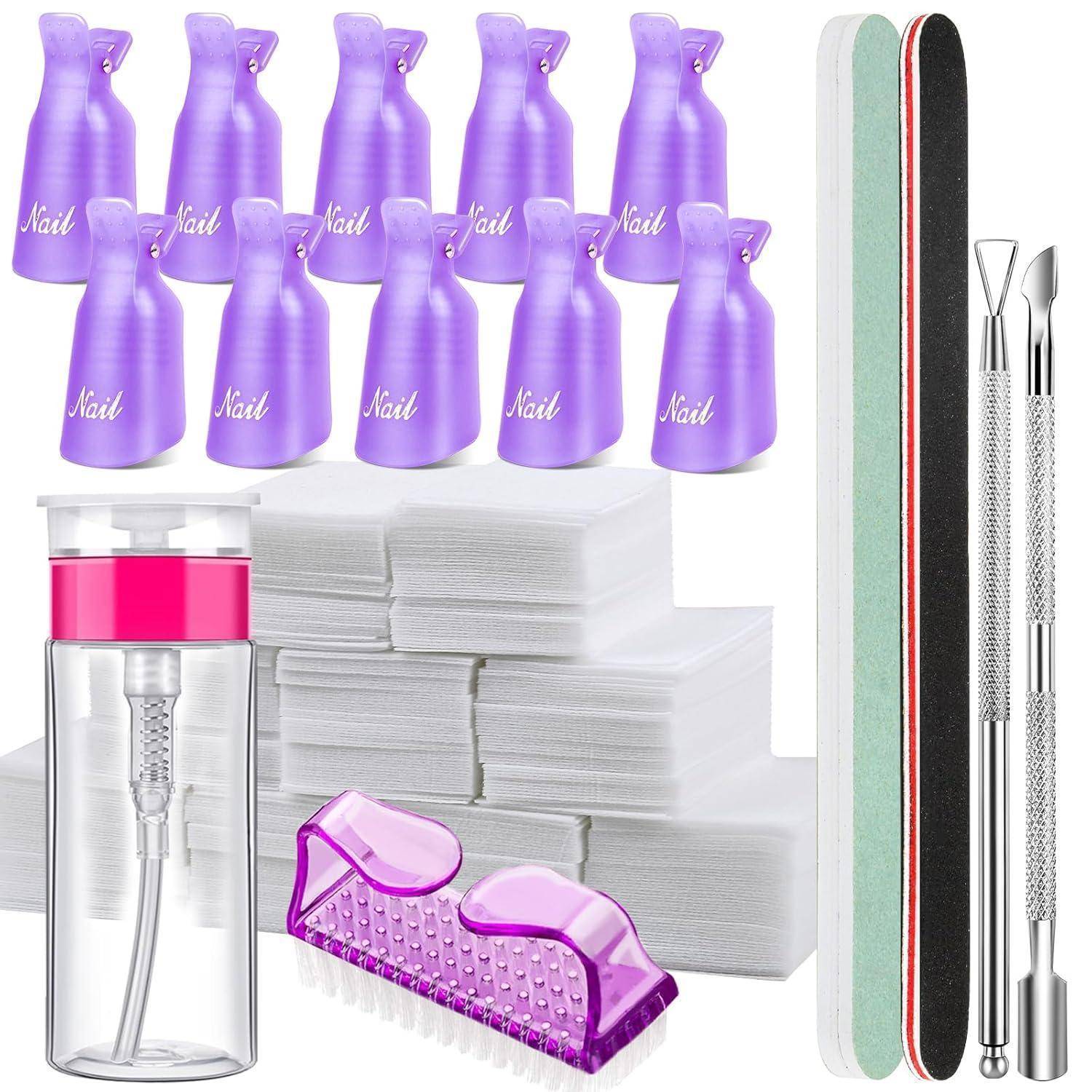 Nagellackentferner Werkzeuge Set Nagel Clips Lila Wattepads 100ML