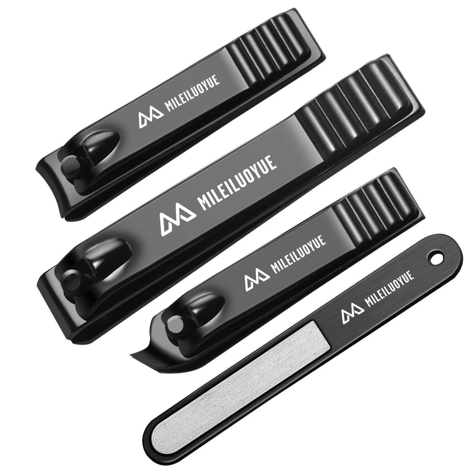 Schwarzes Nagelknipser-Set mit Nagelfeile, ausgestattet mit Gummigriffe und elegantem Design.