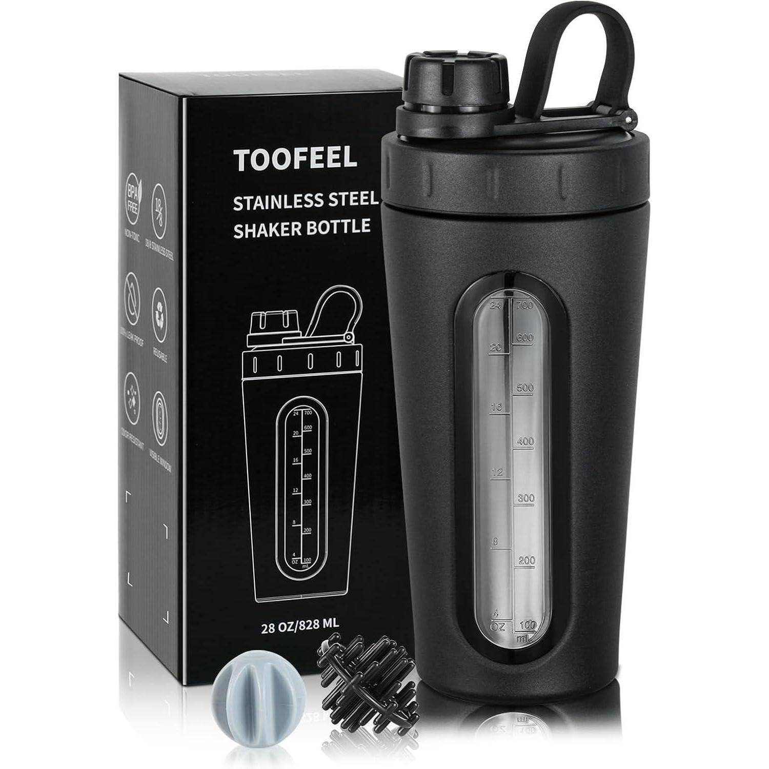 Edelstahl Protein Shaker Flasche 28oz mit 2 Schneebesen