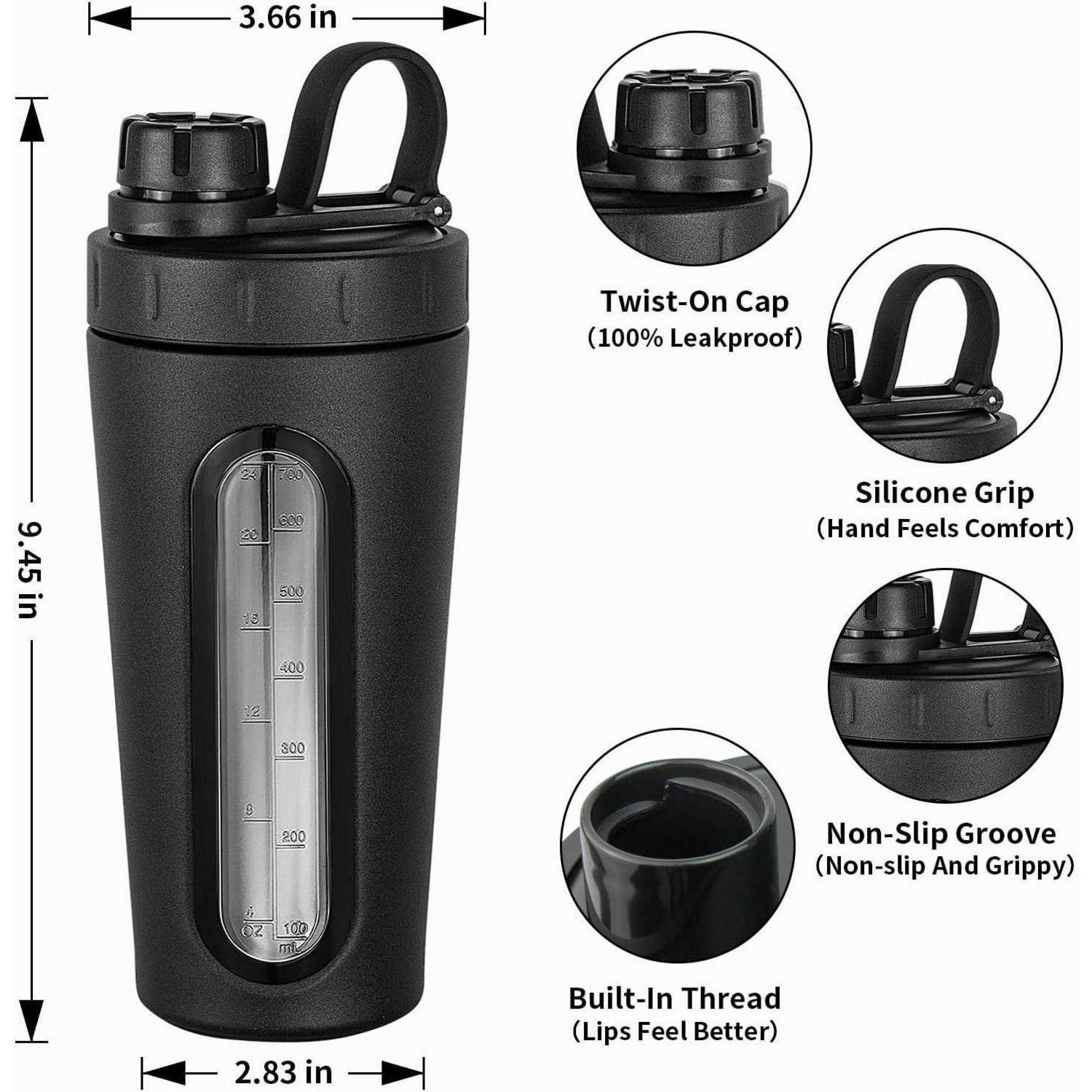 Edelstahl Protein Shaker Flasche 28oz mit 2 Schneebesen