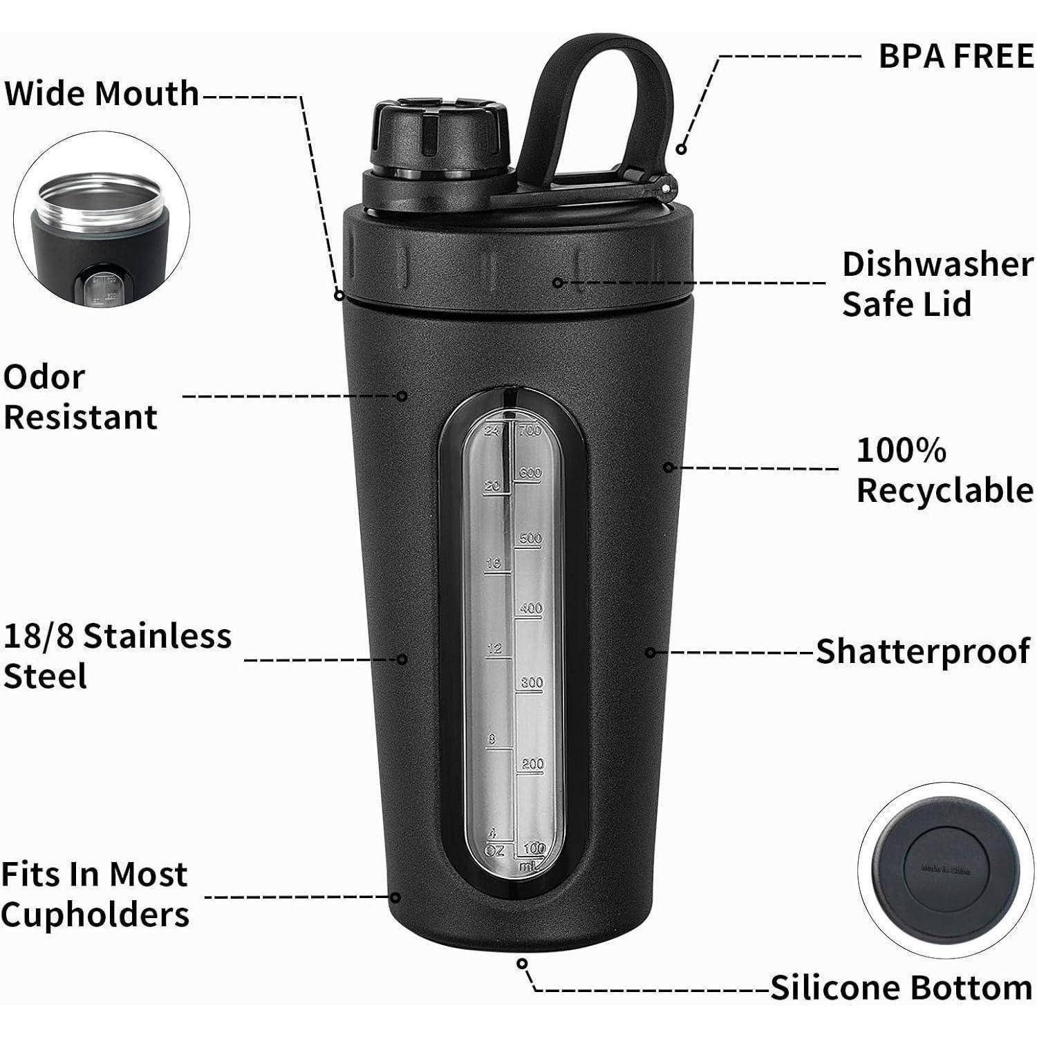 Edelstahl Protein Shaker Flasche 28oz mit 2 Schneebesen