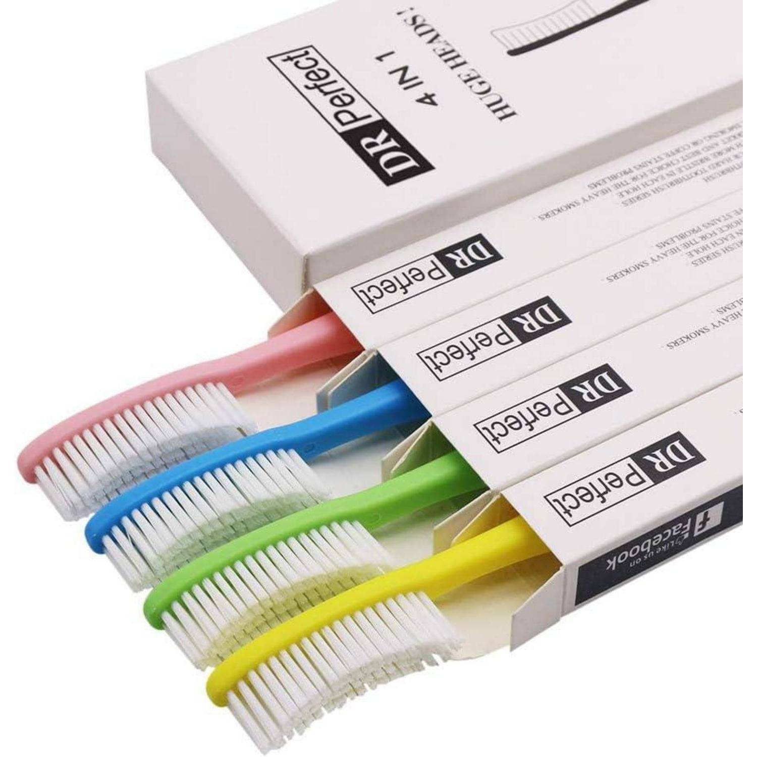 Extra Hard & Firm Zahnbürste Großer Langkopf Whitening 4er-Pack