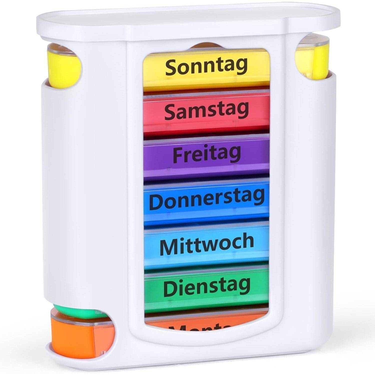 Tablettenbox 7 Tage Pillendose 4 Fächer Morgens Mittags Abends Nachts