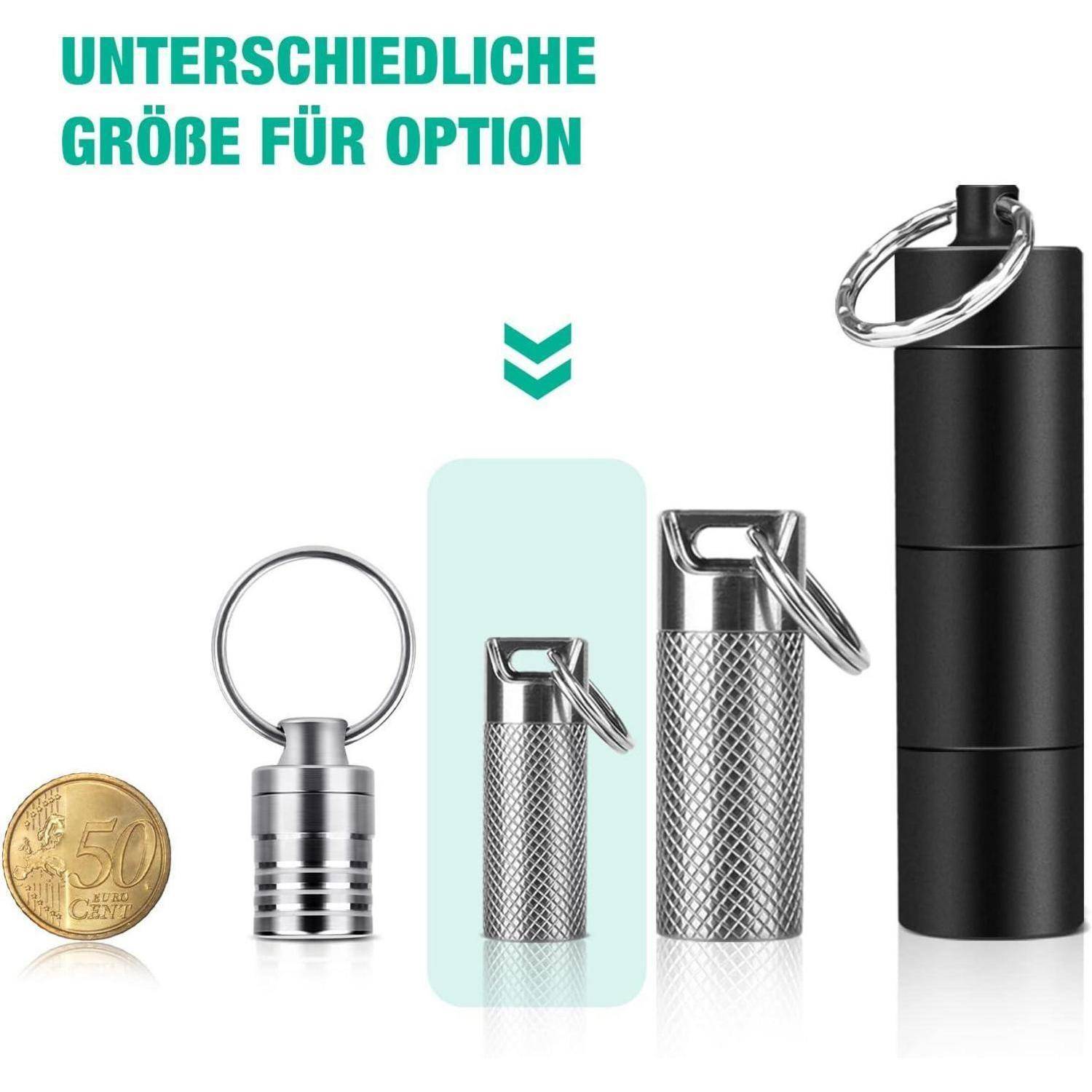 Mini Titan Pillendose Schlüsselanhänger wasserdicht für