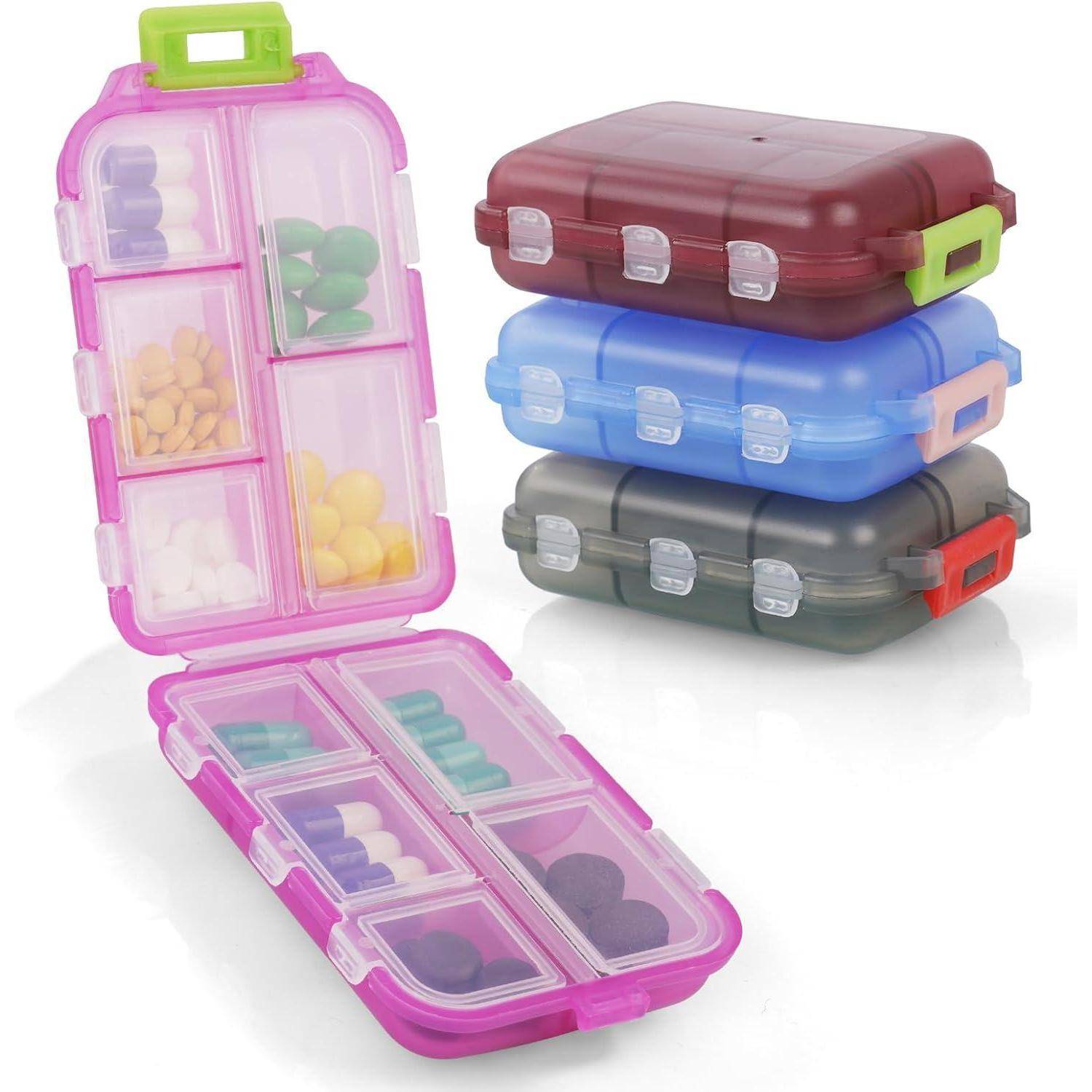 Tablettenbox 7 Tage, Pillendose 10 Fächer, Medikamentenbox BPA Frei