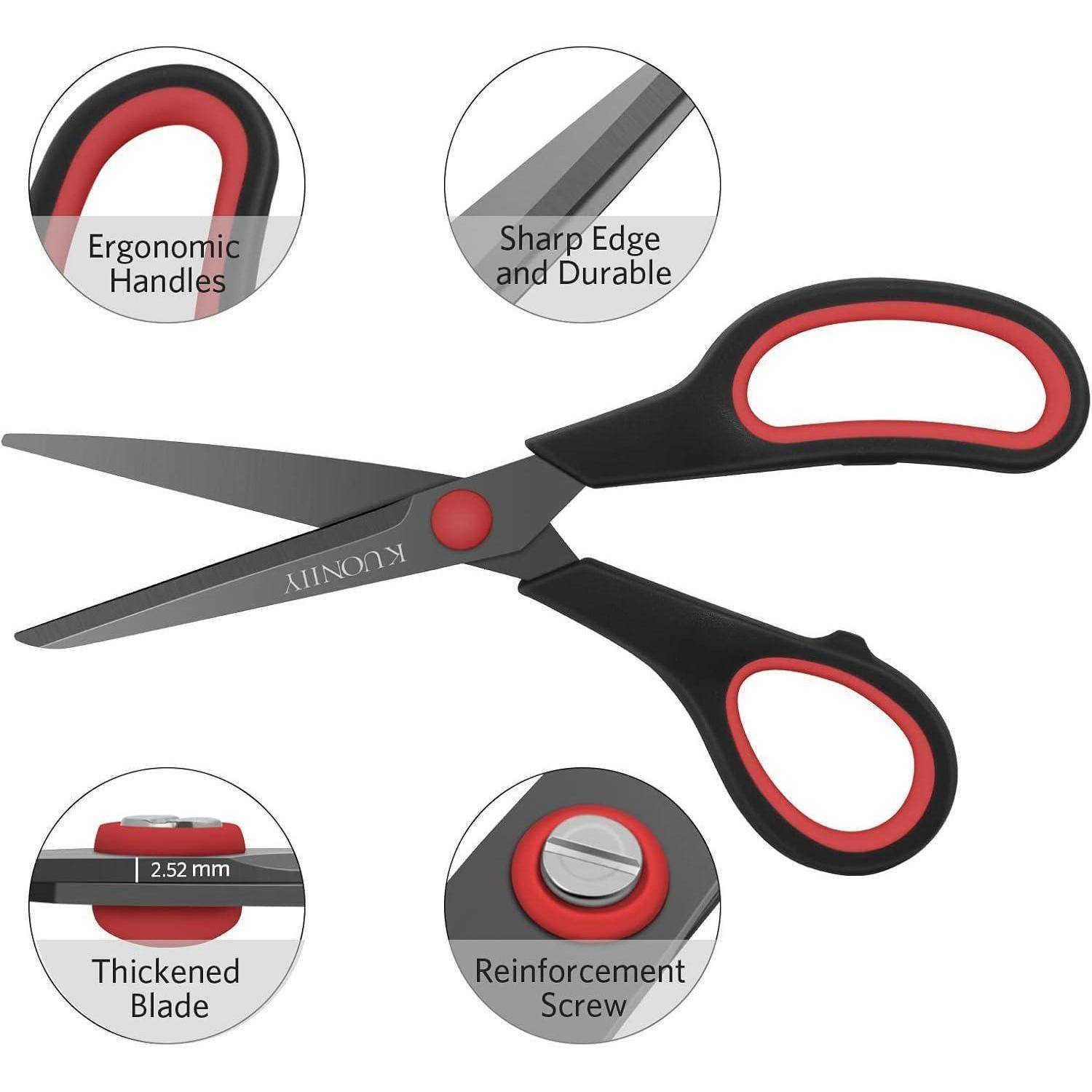 Titanbeschichtete Scheren Set 5-teilig mit Soft-Grip-Griffen und