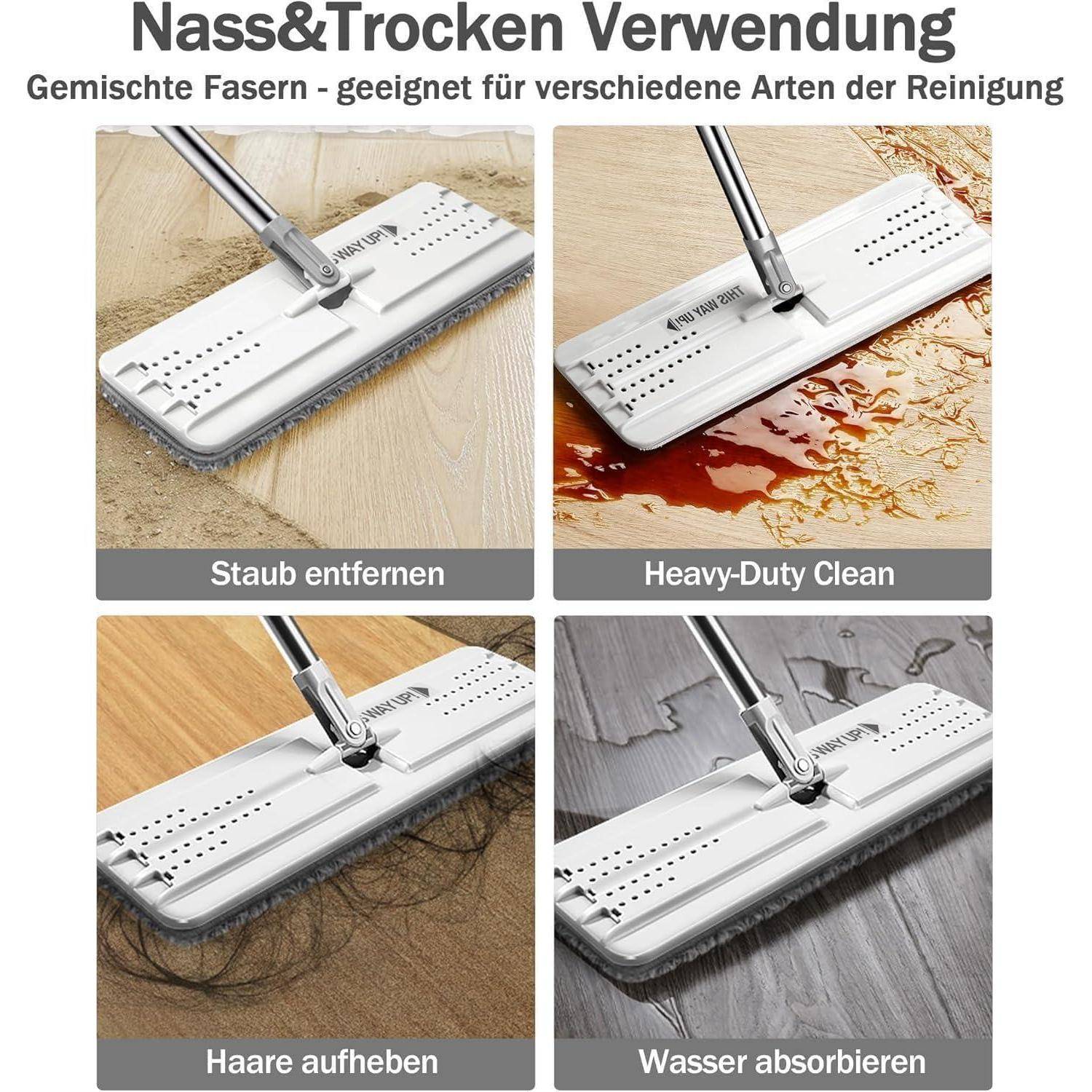 Bodenwischer Mikrofaser Mops Staub Nass Flacher Wischmopp waschbaren