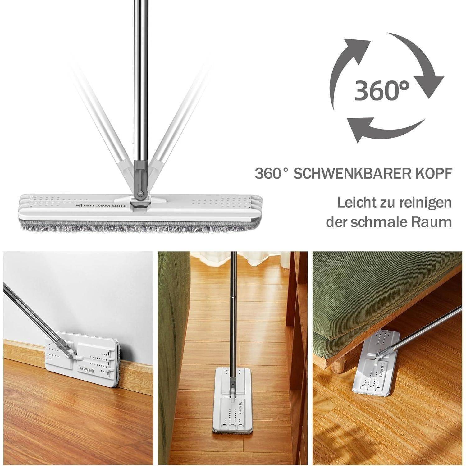 Bodenwischer Mikrofaser Mops Staub Nass Flacher Wischmopp waschbaren