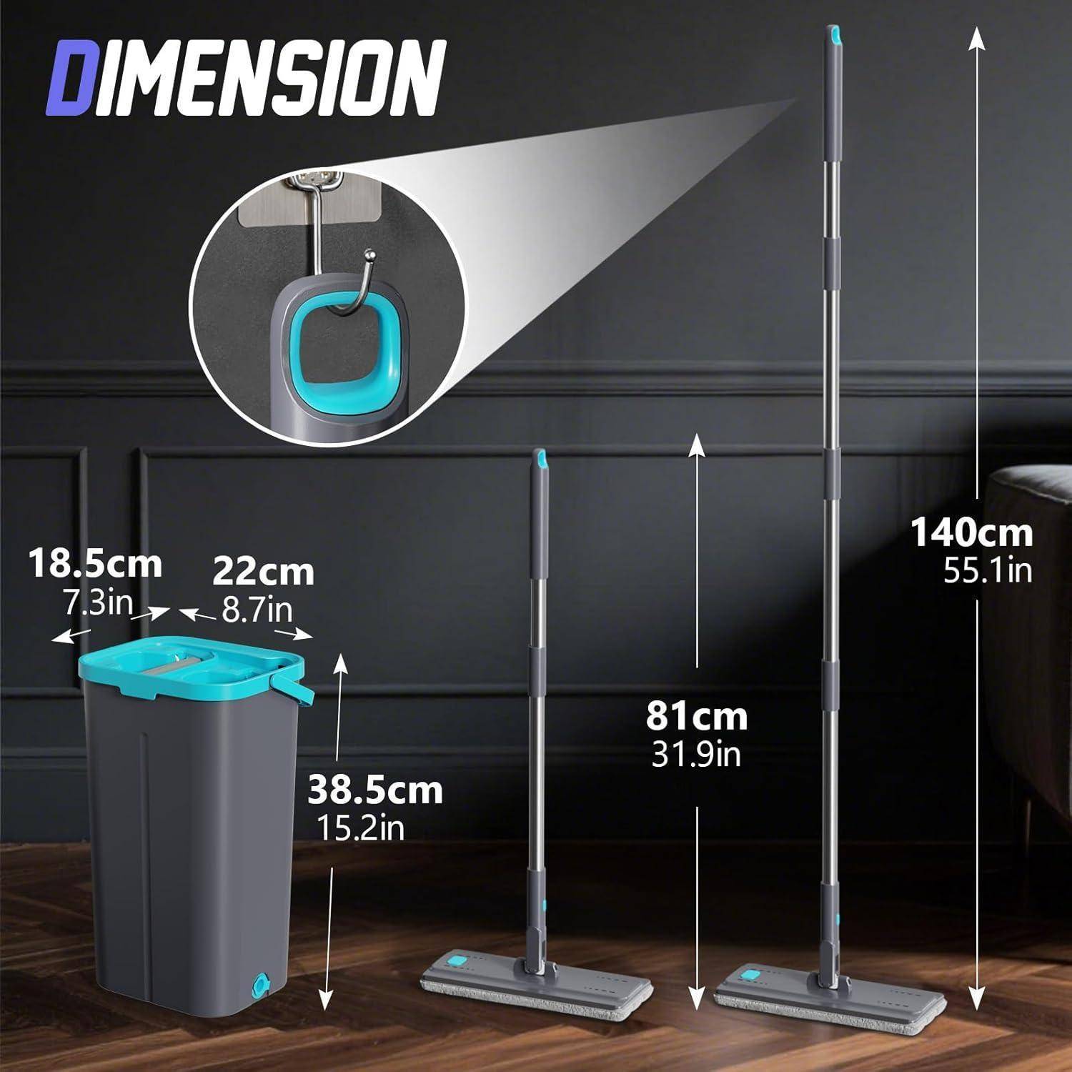 Wischmopp Set mit Eimer 2 In 1, 6 Mikrofaser