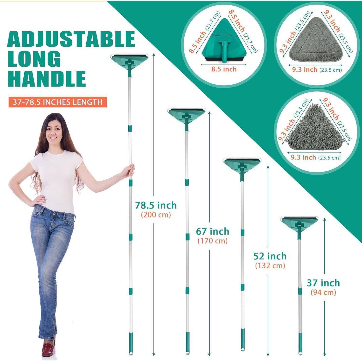 Bodenwischer Wischmopp 200CM Lang Griff 3-In-1 Mop 6 Ersatz Pads