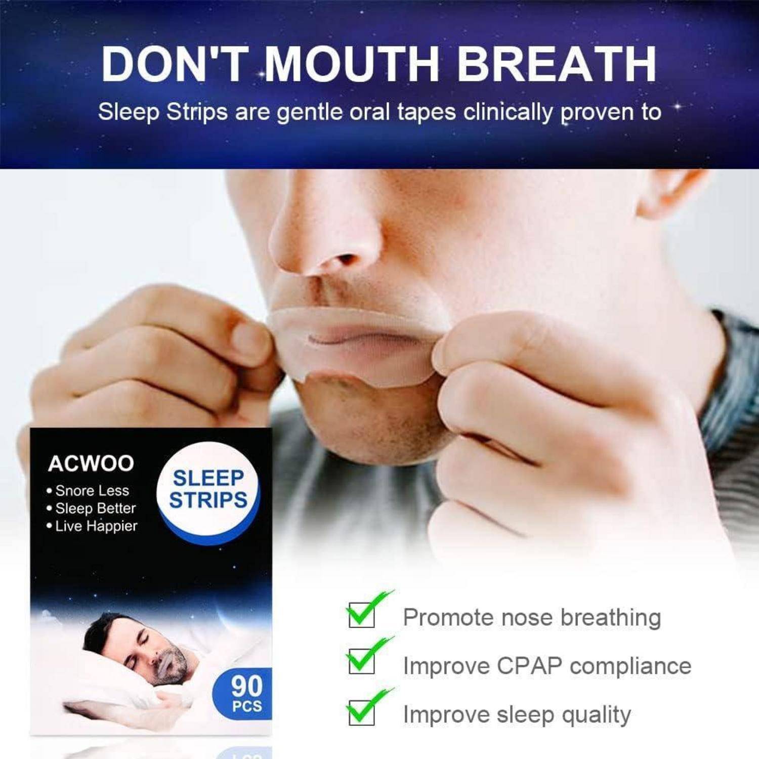 Mouth Tape 90Pcs Schnarchpflaster Schlafen Nasenatmung fördern