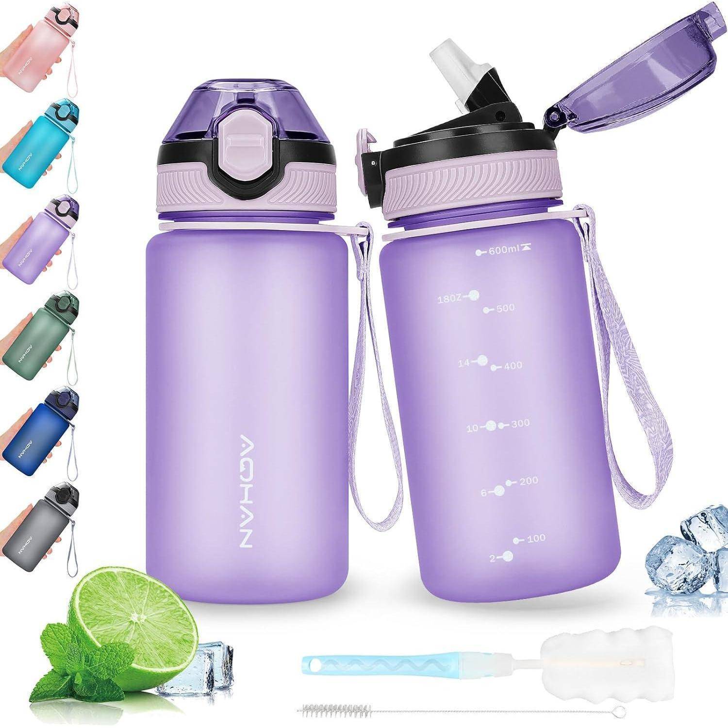 Trinkflasche 600ML auslaufsicher Klappdeckel BPA freie Sport Stroh