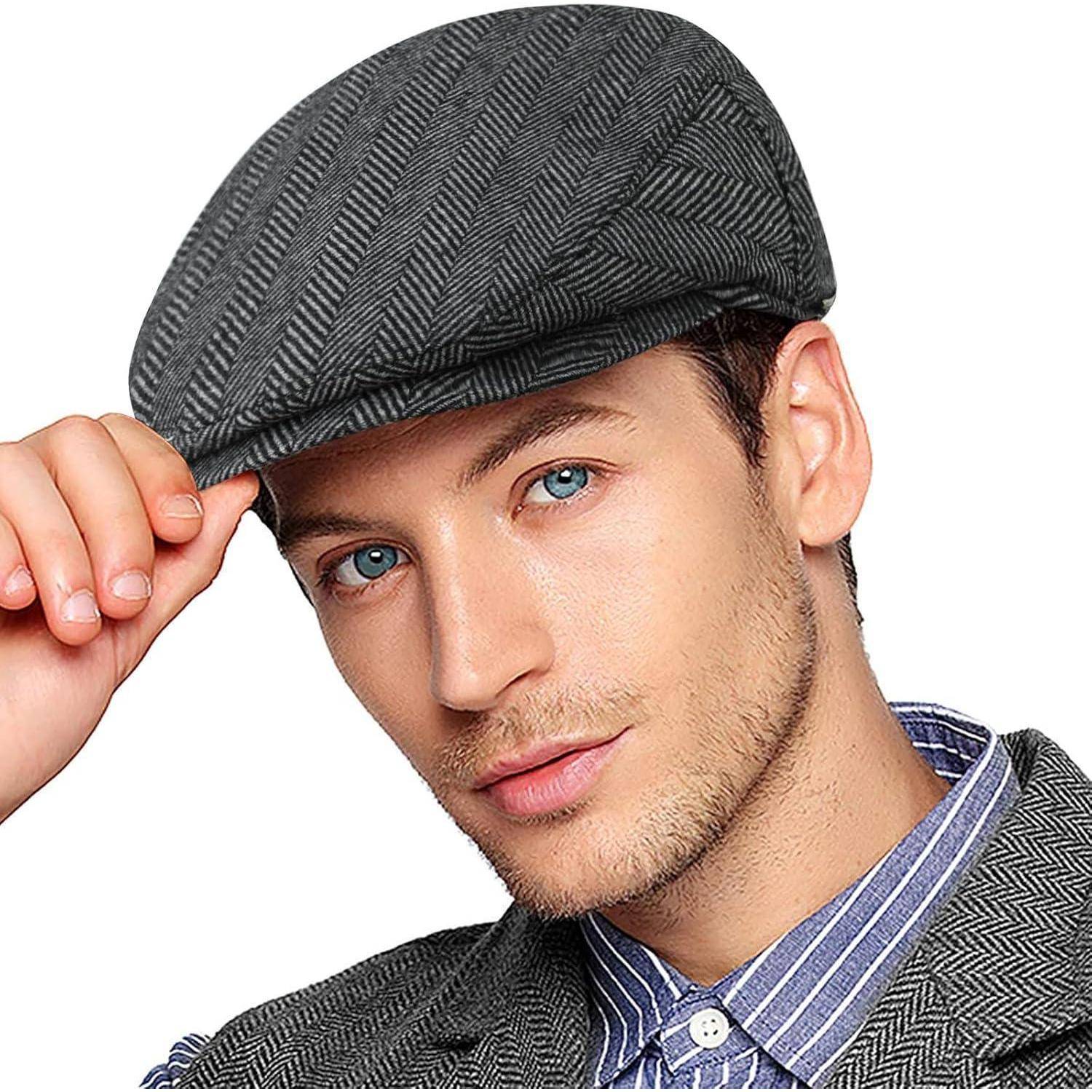 Flatcap Herren Gatsby Newsboy Einheitsgröße Graues Fischgrätmuster