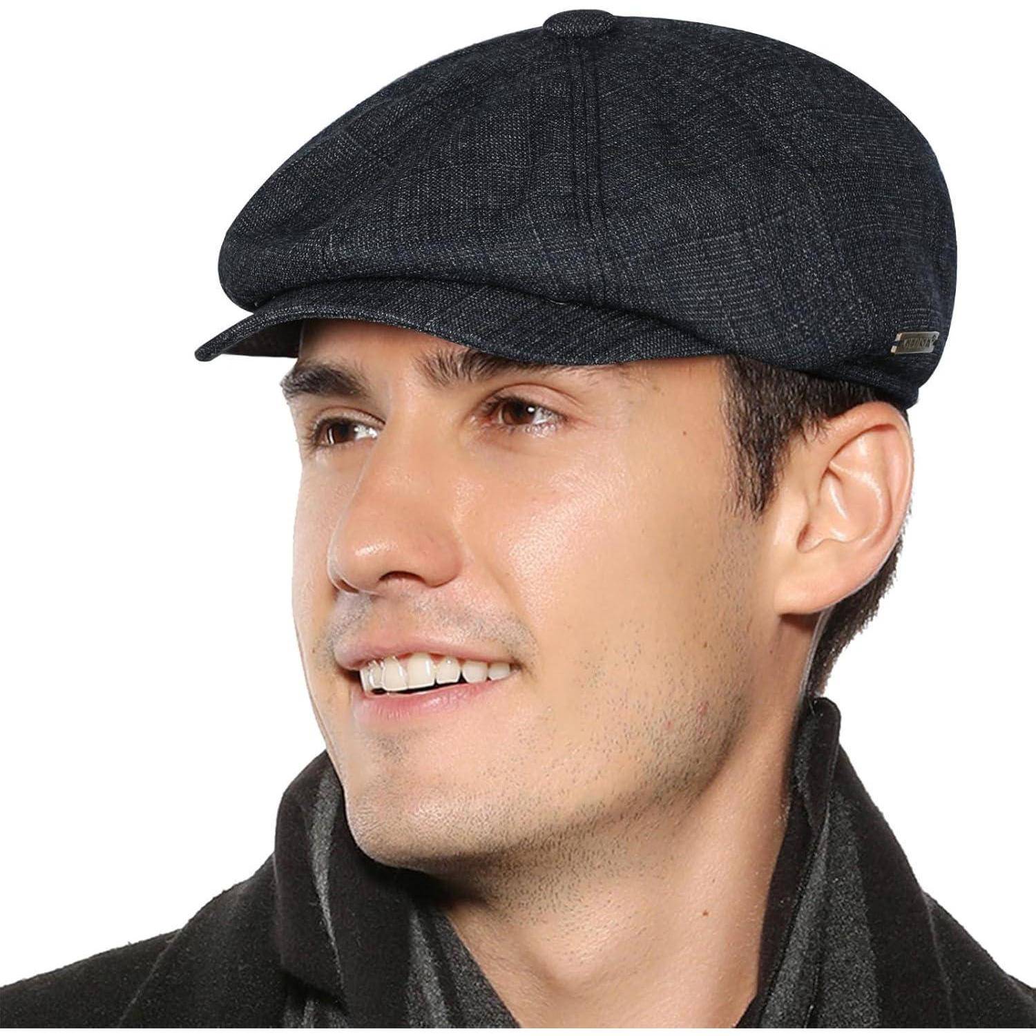 Schiebermütze Herren Flatcap Newsboy Einheitsgröße Marineblau