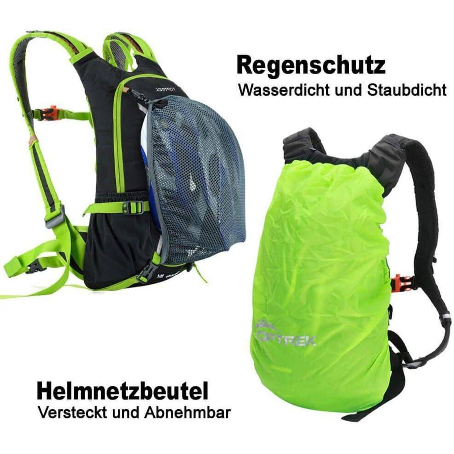 Fahrradrucksack 18L Trinkrucksack Regenschutz MTB Grün