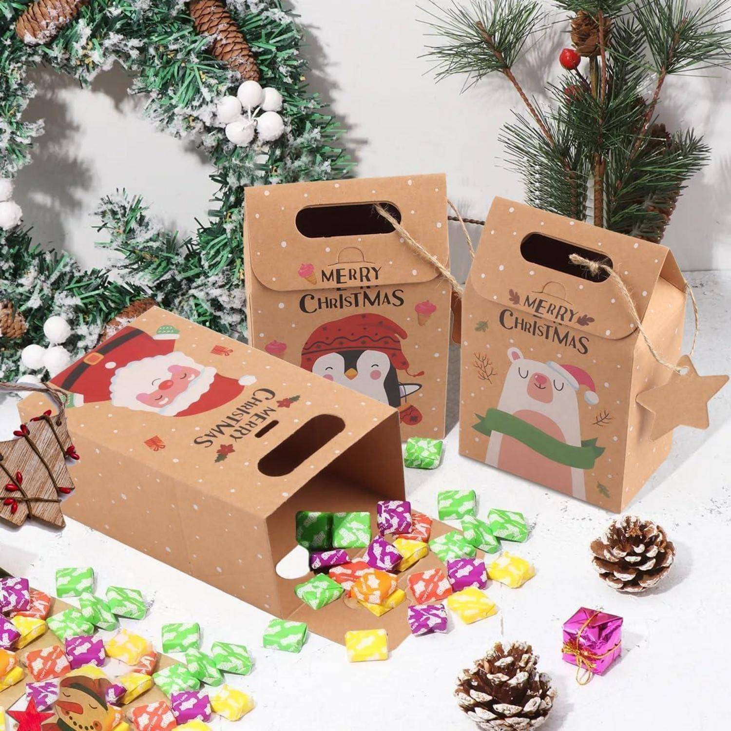 Adventskalender zum Befüllen 24 Kraft Geschenkboxen mit 24 Anhängern