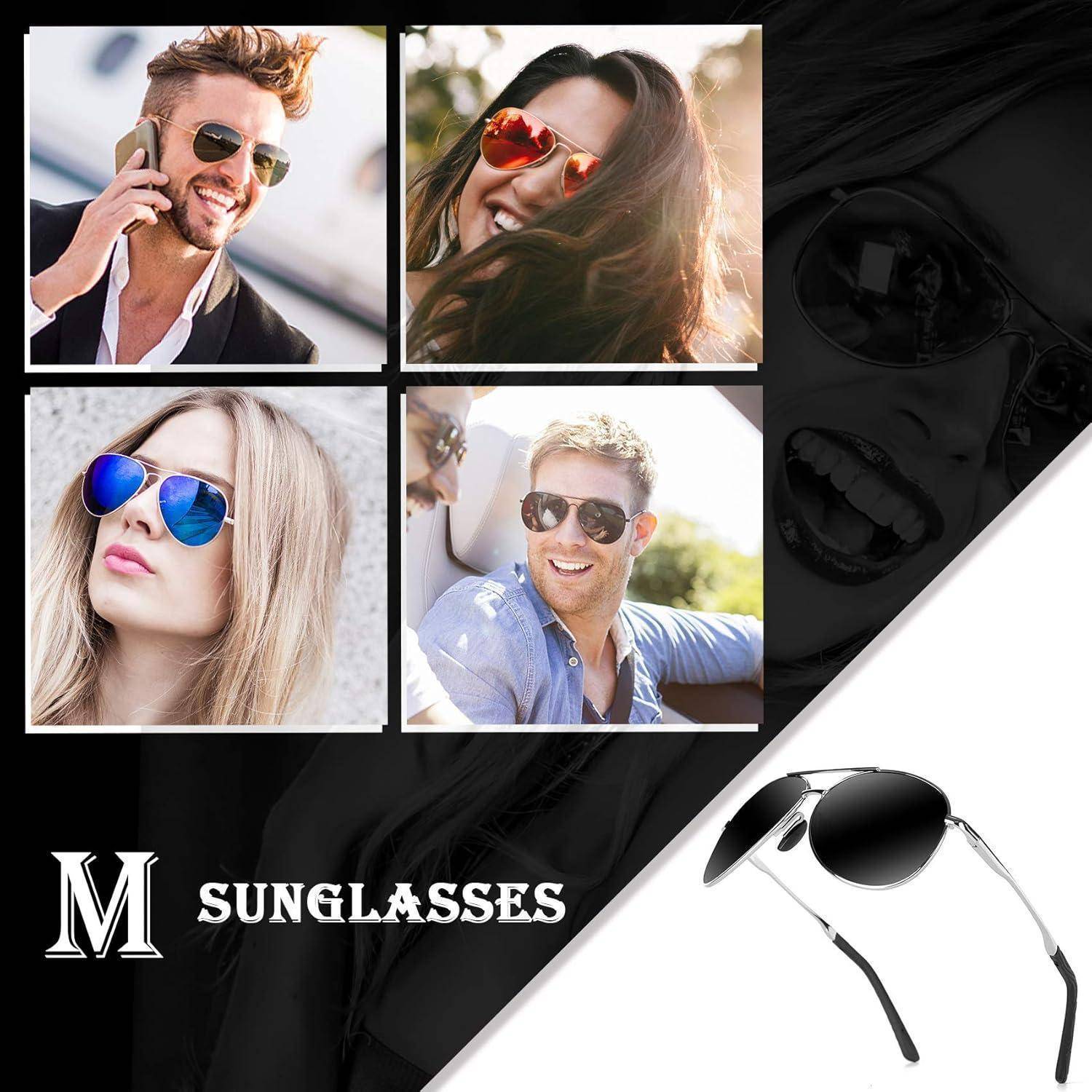 Sonnenbrille Fahrerbrille Polarisiert UV400 Herren Schwarze Silber