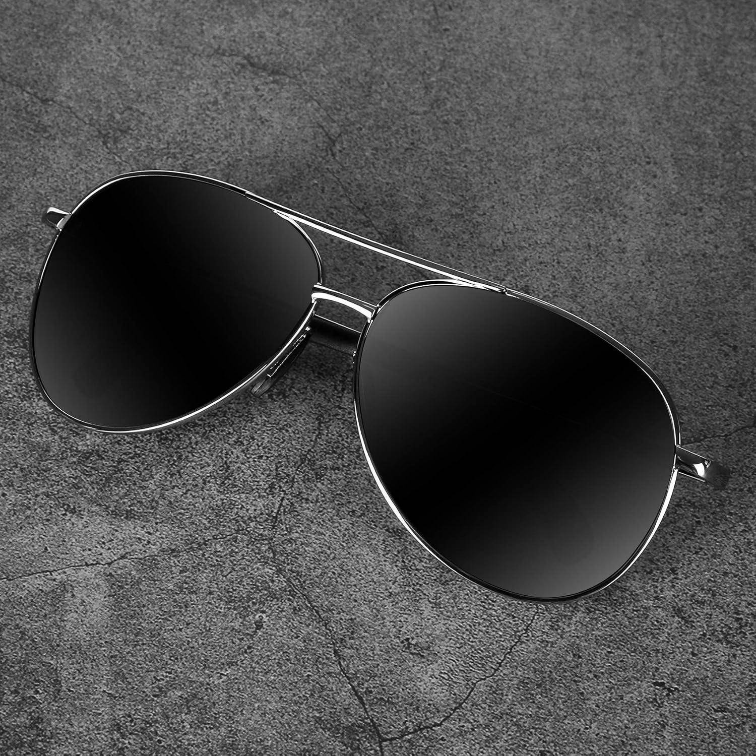 Sonnenbrille Fahrerbrille Polarisiert UV400 Herren Schwarze Silber