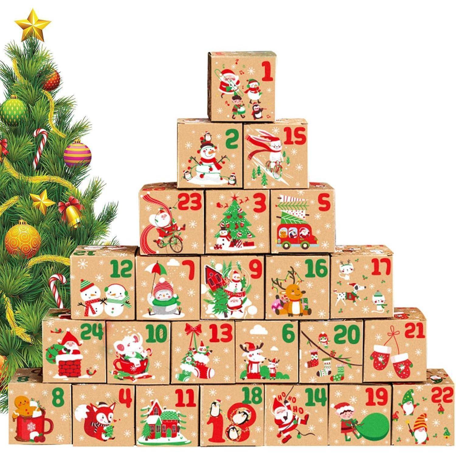 Adventskalender Befüllen DIY Kartons Sticker Juteschnur 2025 Braun