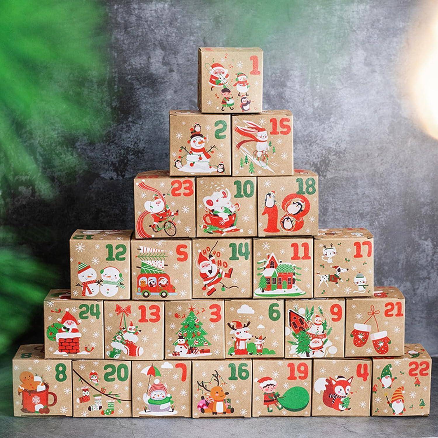 Adventskalender Befüllen DIY Kartons Sticker Juteschnur 2025 Braun