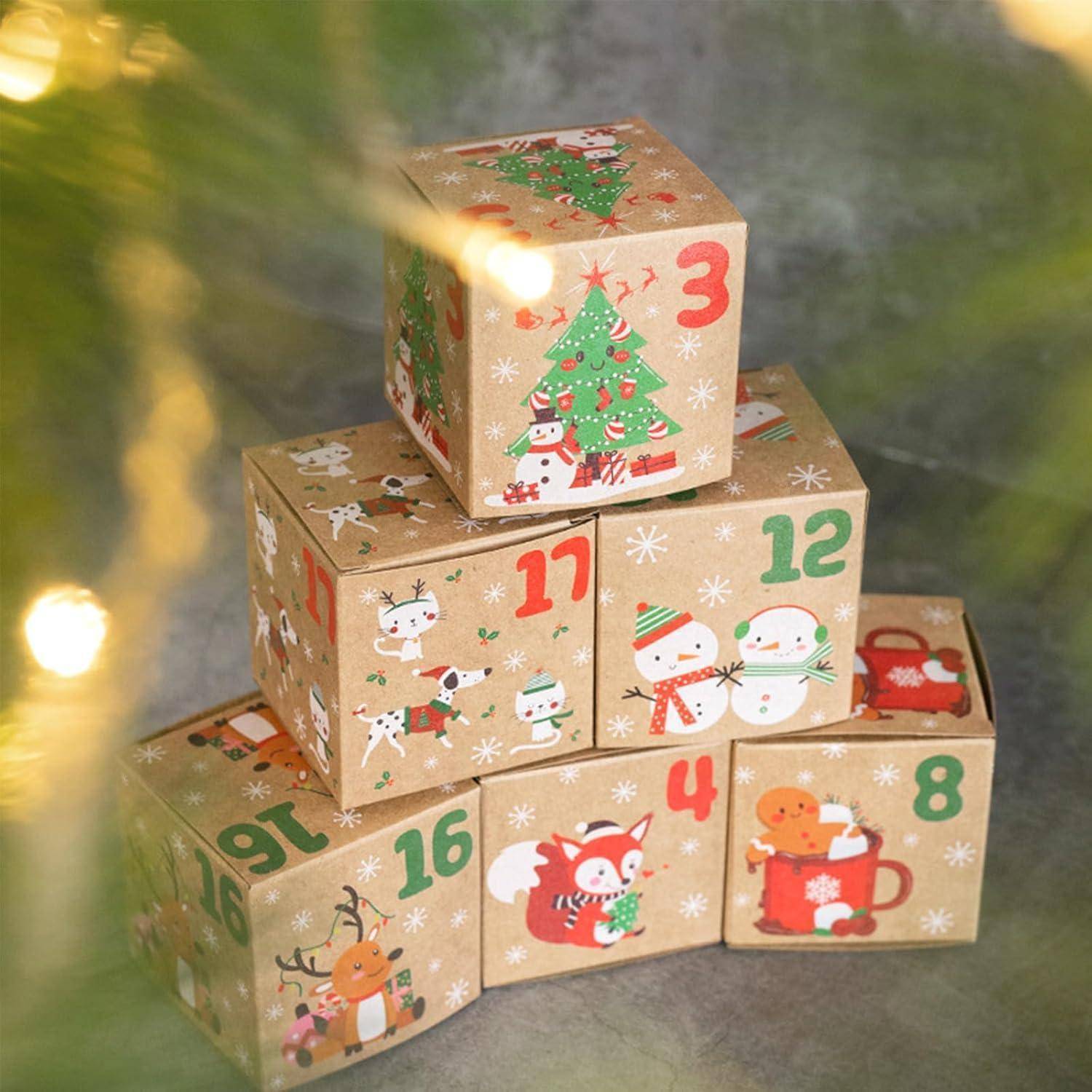Adventskalender Befüllen DIY Kartons Sticker Juteschnur 2025 Braun