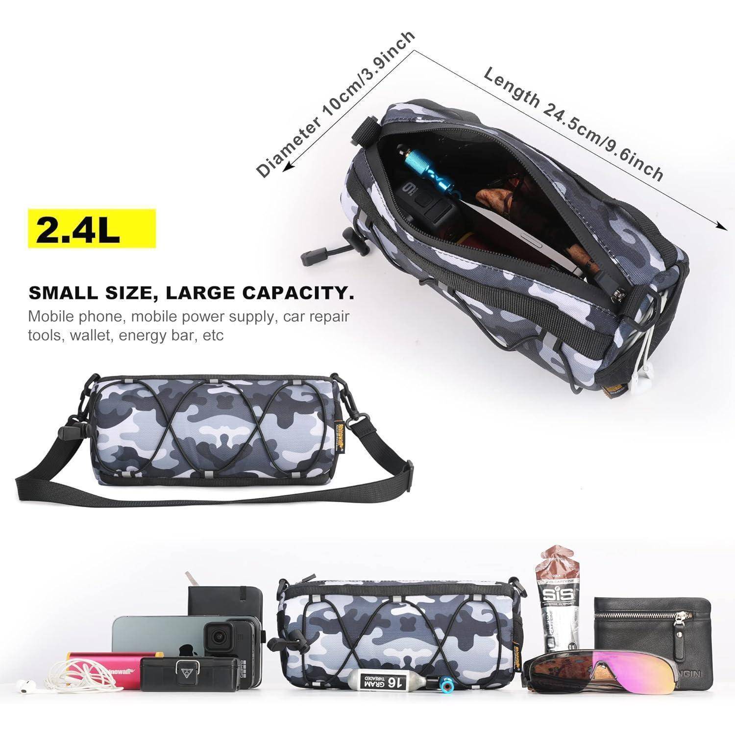 Lenkertasche Vordertasche Schultergurt Rennrad Camouflage Grau