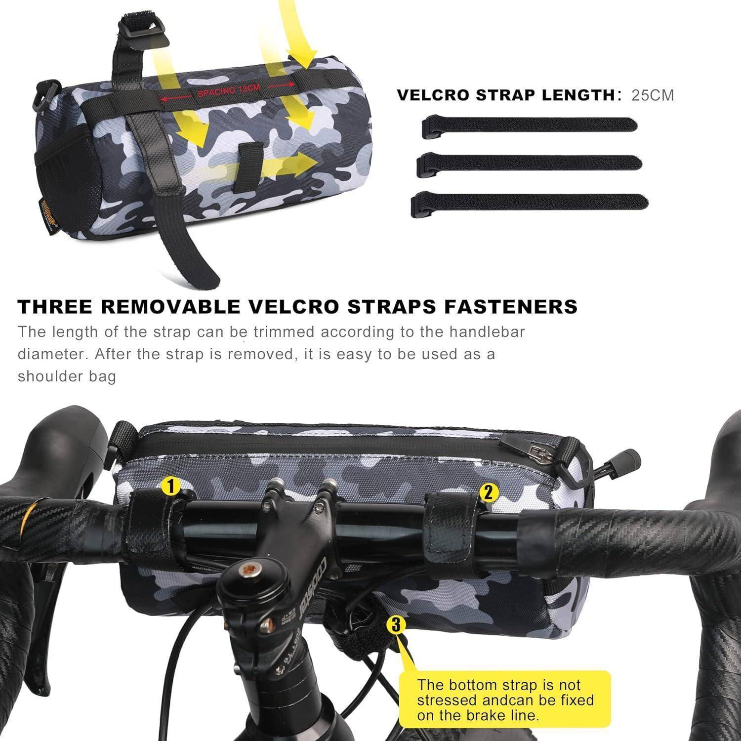 Lenkertasche Vordertasche Schultergurt Rennrad Camouflage Grau