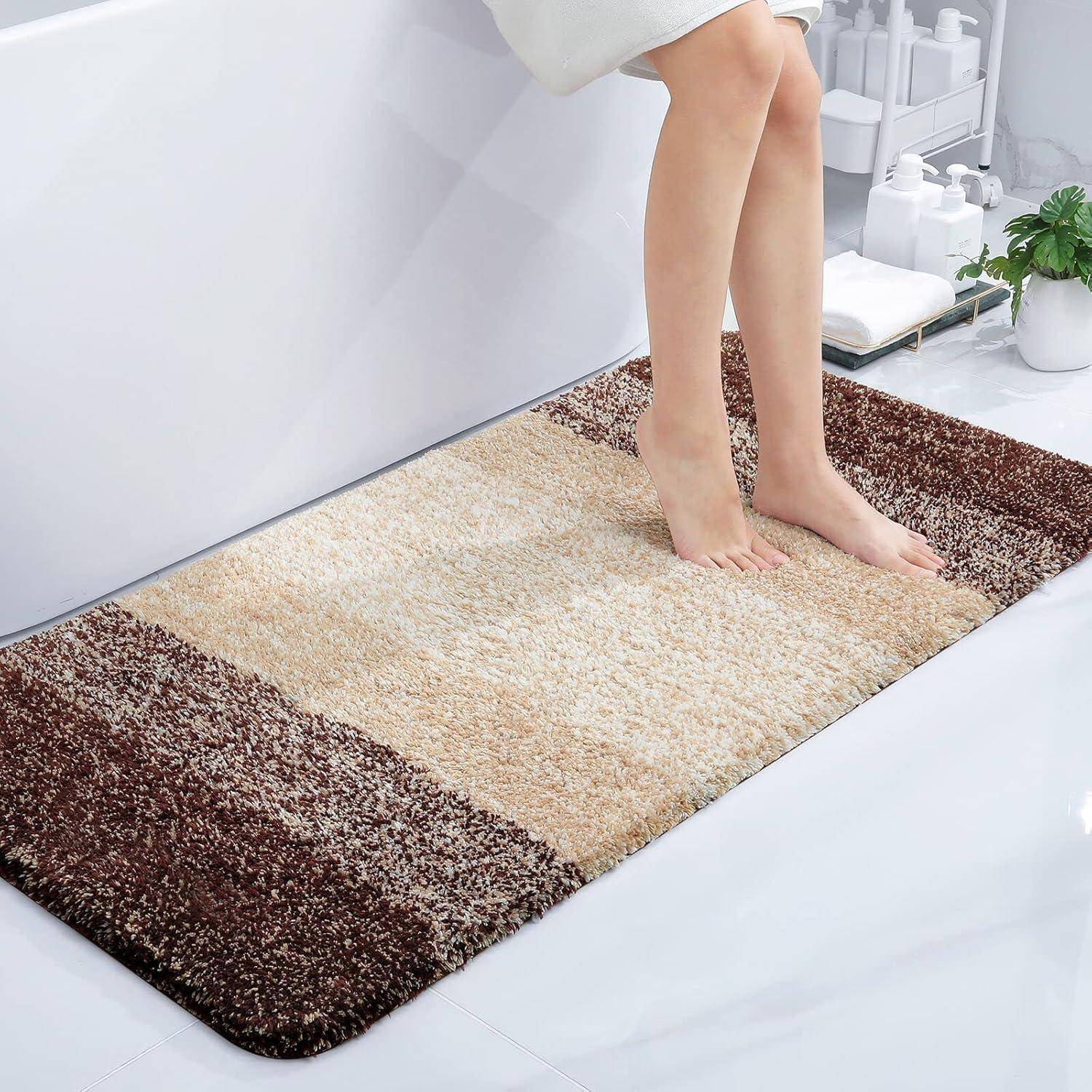 Badteppich rutschfest waschbar Mikrofaser saugfähig 60x120 cm Braun