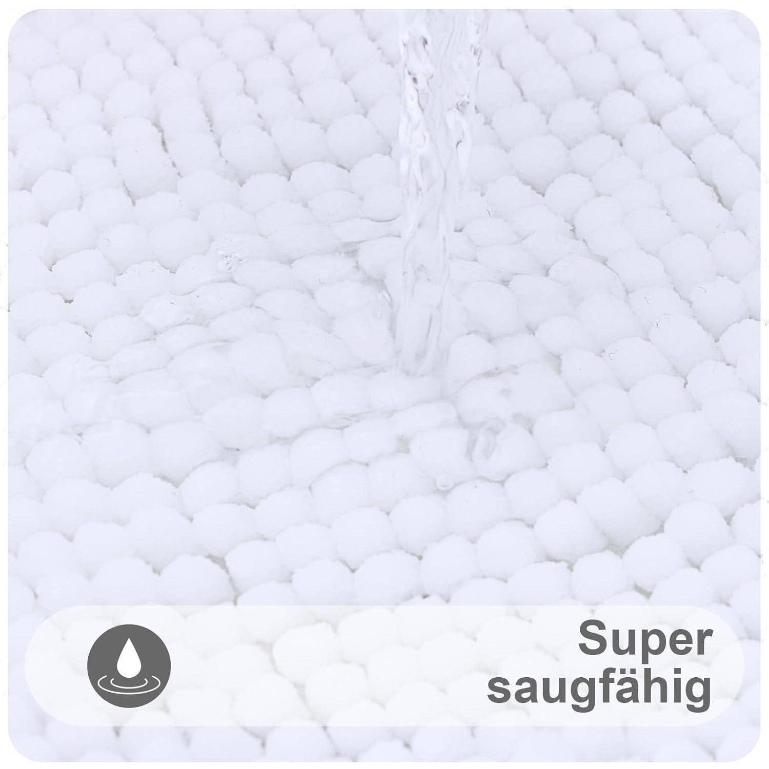 Badezimmerteppich Chenille Badematte 60 x 120 cm (Rechteckig) Weiß