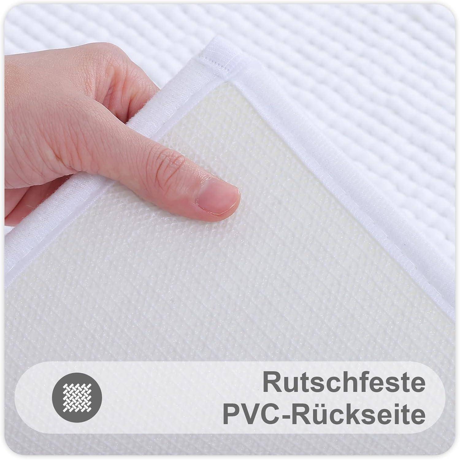 Badezimmerteppich Chenille Badematte 60 x 120 cm (Rechteckig) Weiß