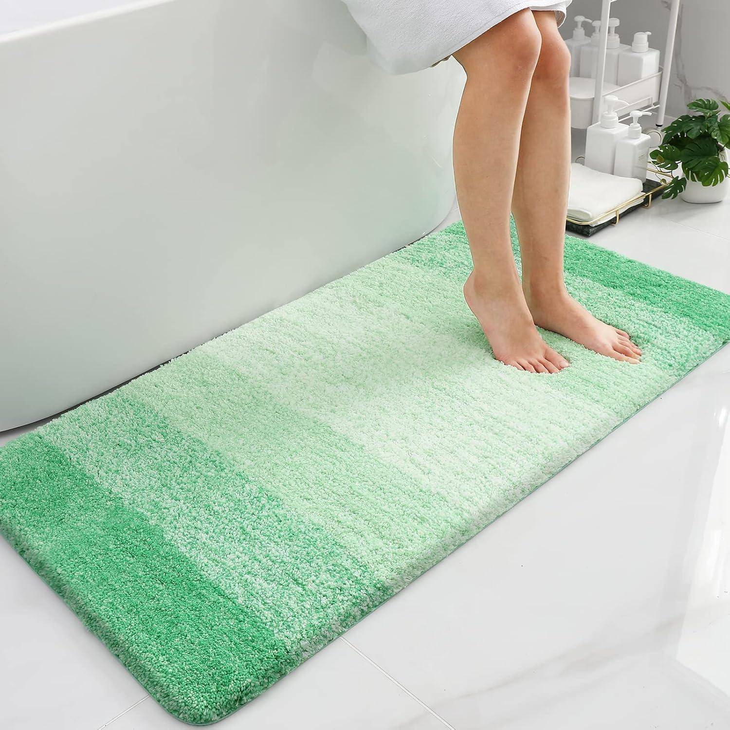 Badematte Mikrofaser rutschfest waschbar saugfähig 60x120 cm Grün