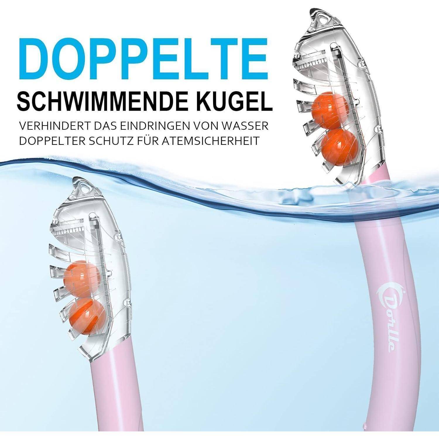 Schnorchelset Panorama Maske 3Kanal Dry AntiFog Erwachsene Rosa