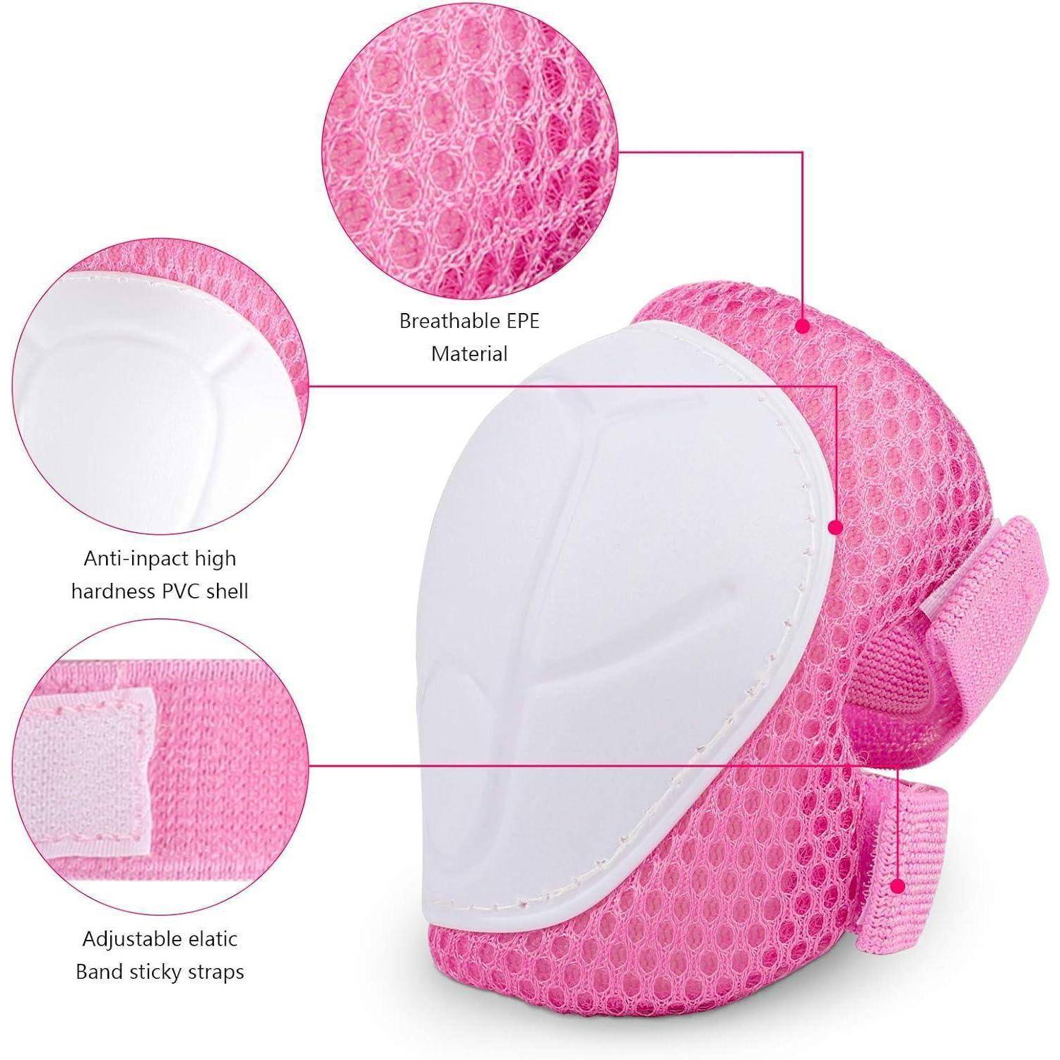Schutzset Kinder 7in1 Helm Protektoren Knieschoner Scooter Rosa