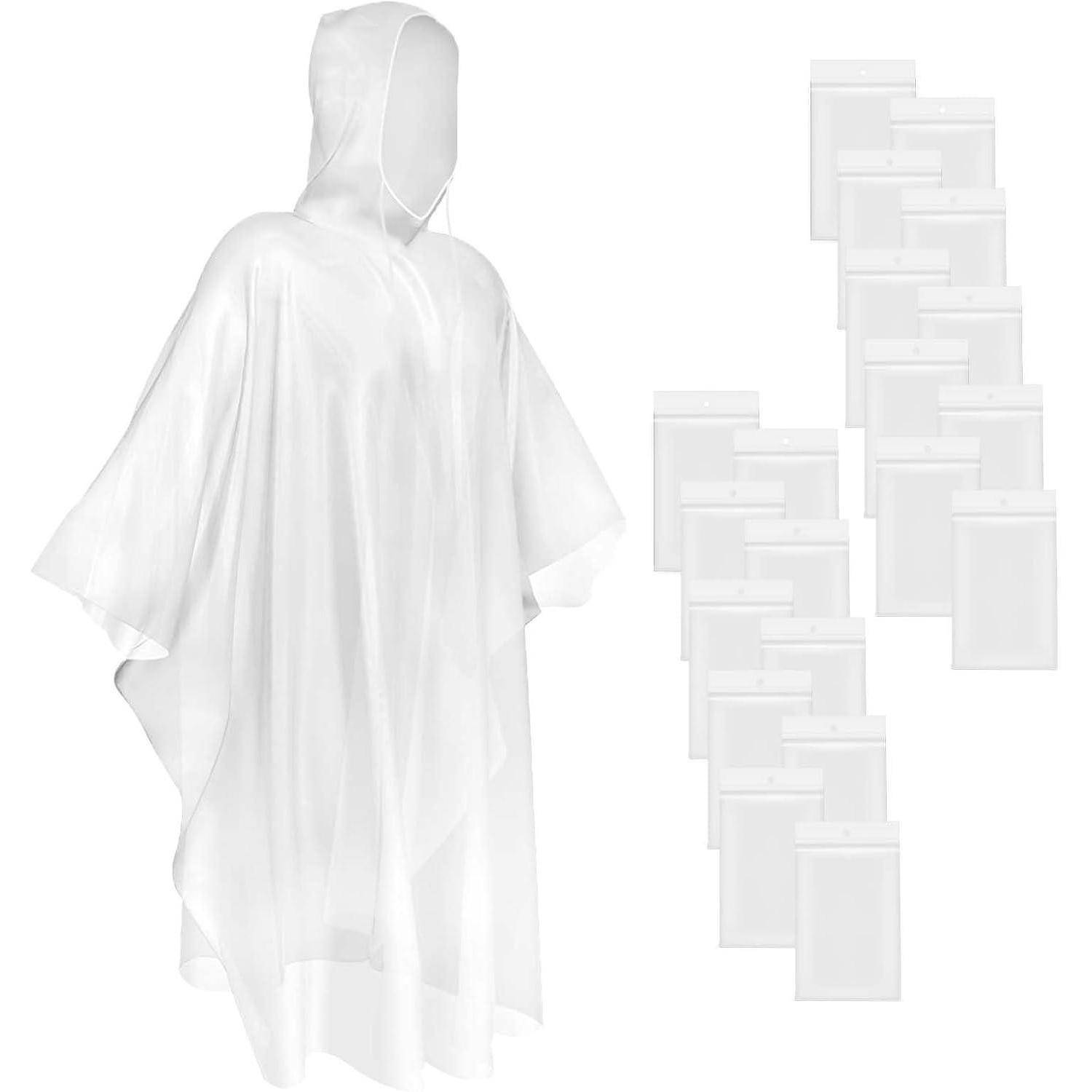 Regenponcho transparent Kapuze wasserdicht Einweg Transparent-20pcs 16