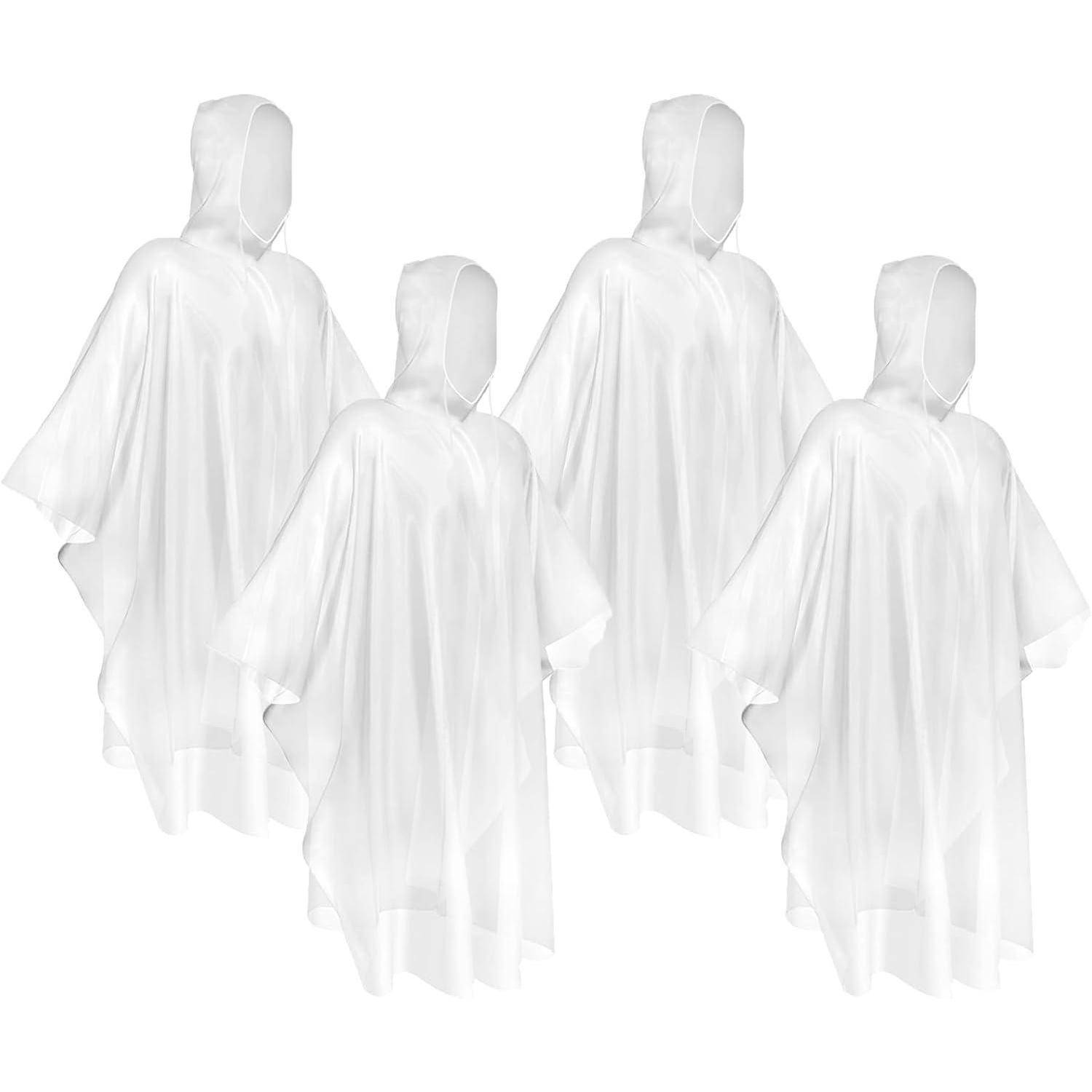 Regenponcho Kapuze Kordelzug Einweg wasserdicht Transparent-4pcs 16