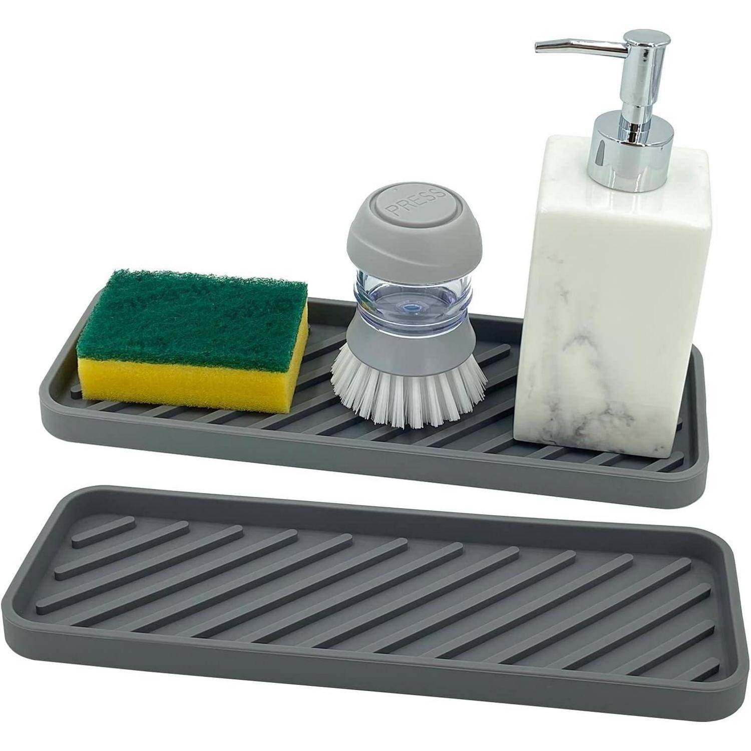 Schwammhalter Silikon Spülbecken 30cm Abtropfmatte 2 Grau