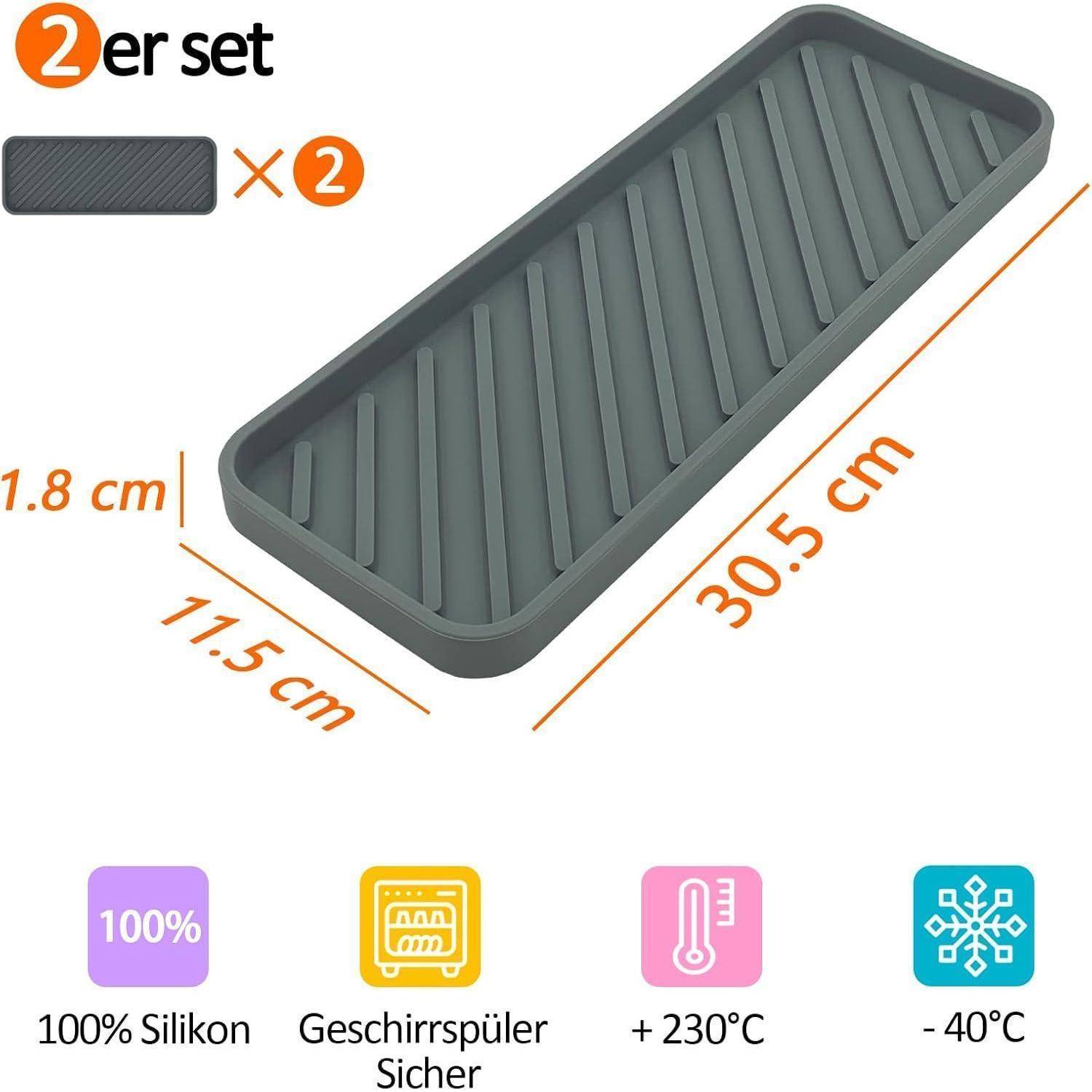 Schwammhalter Silikon Spülbecken 30cm Abtropfmatte 2 Grau