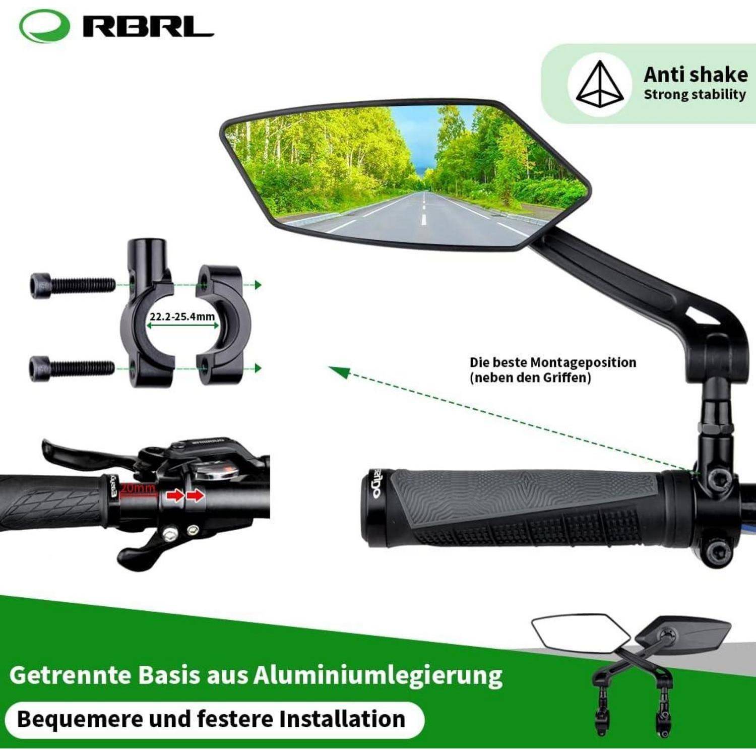 Fahrradspiegel Verstellbar Lenker Ebike Explosionsgeschützt M1-Set