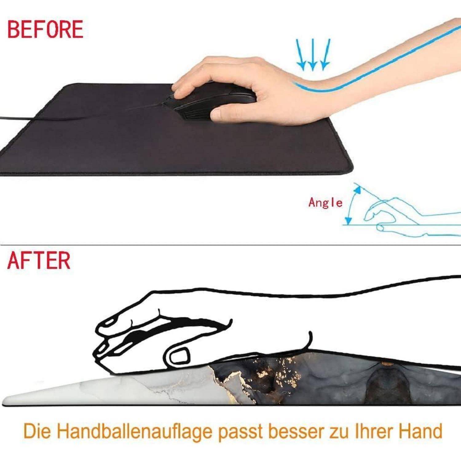 Mauspad Handgelenkauflage Memoryschaum Karpaltunnel Marmor