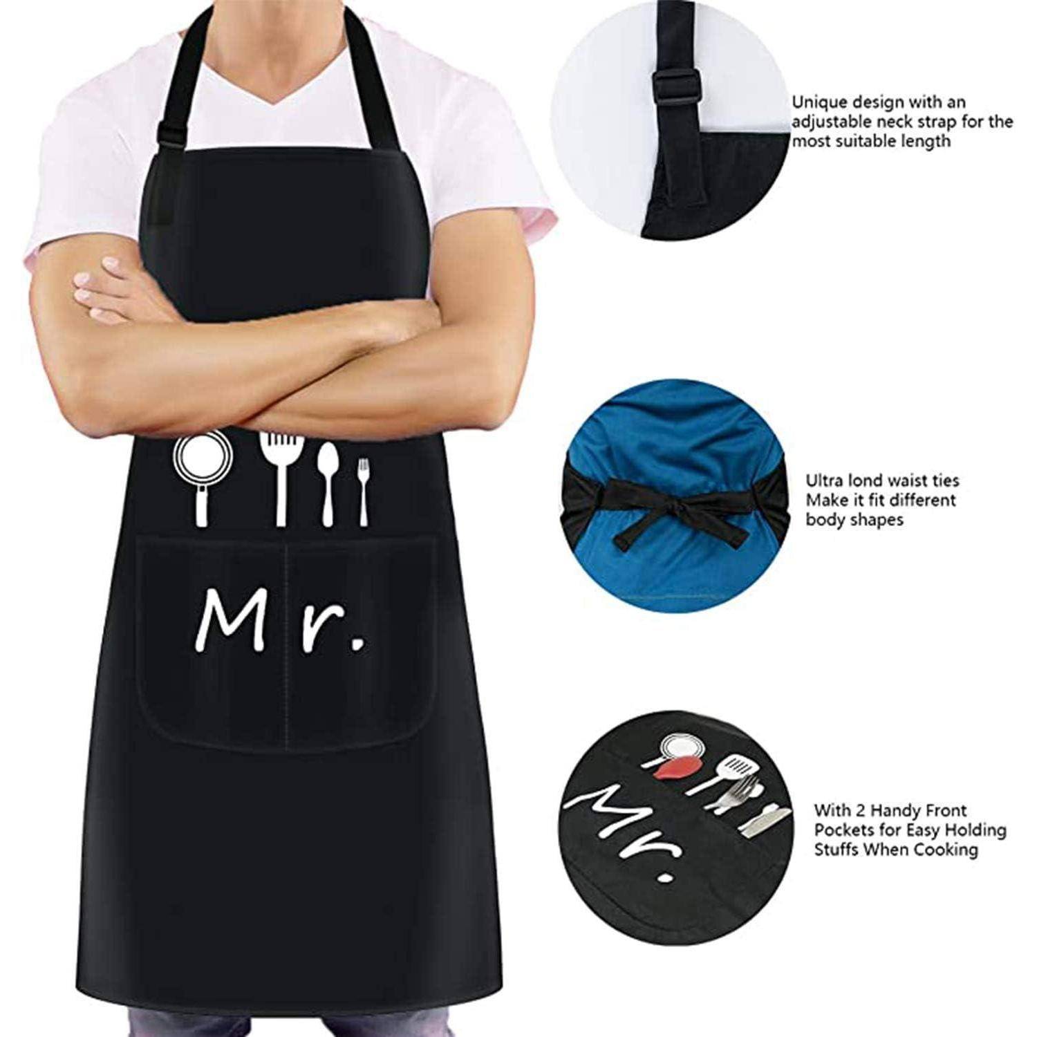 Kochschürze 2 Taschen Nackenbügel Grill Garten Schwarz