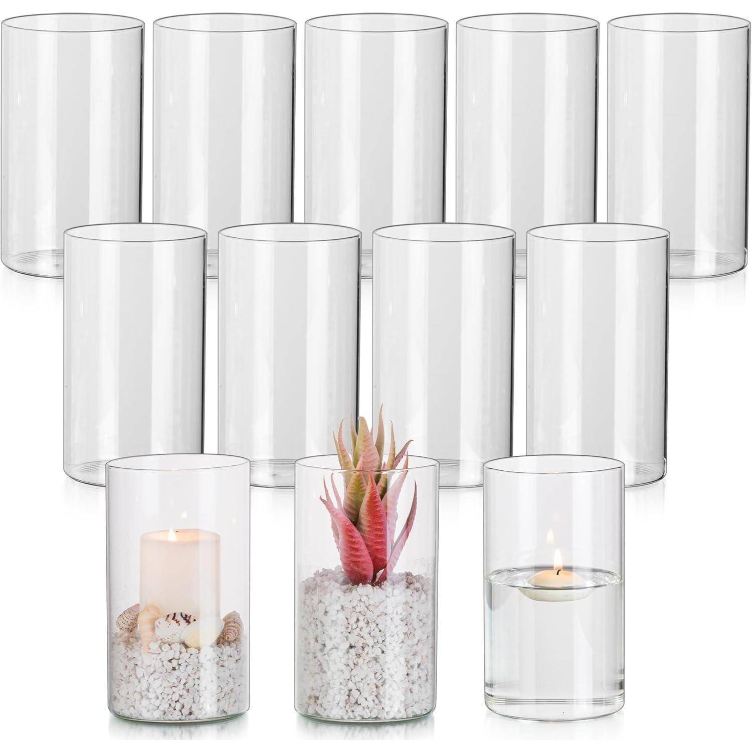 Kerzenhalter Glaszylinder Windlicht Stumpenkerzen Hochzeit 12 15cm