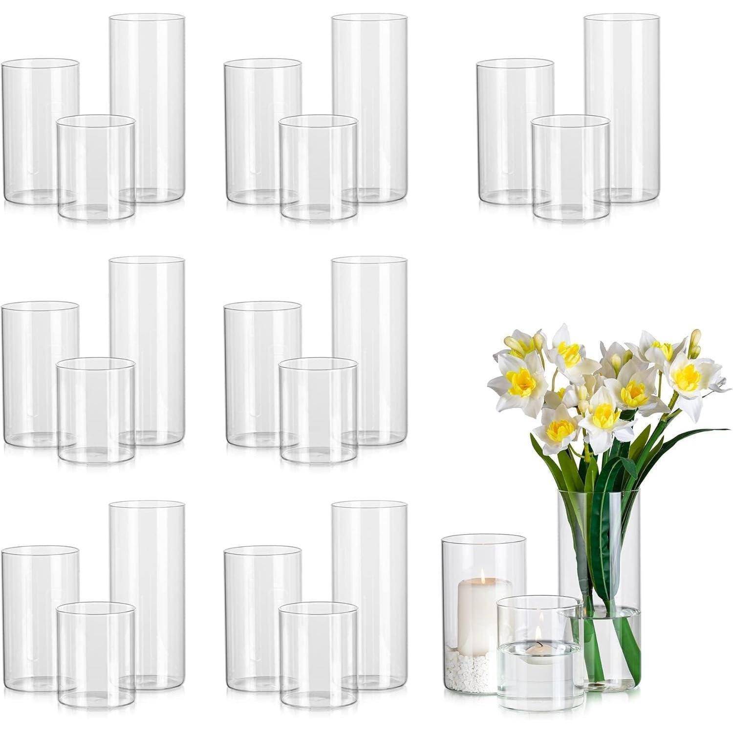 Vase Zylindervase Glas Blumenvase Tulpenvase Tischdeko 24 8.5cm