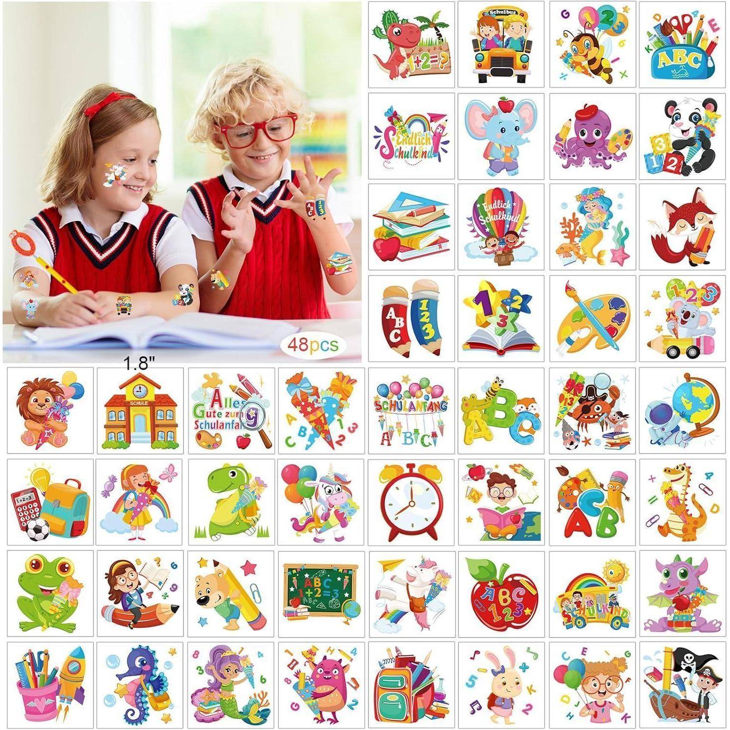 Schultüte Füllung Notizbuch Bleistifte Tattoos Geschenk schulkind