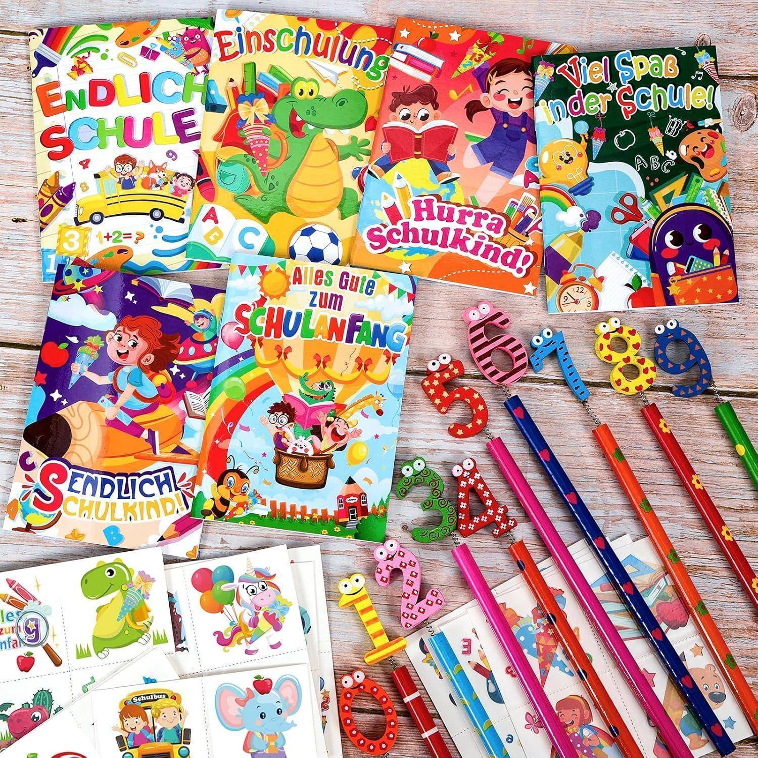 Schultüte Füllung Notizbuch Bleistifte Tattoos Geschenk schulkind