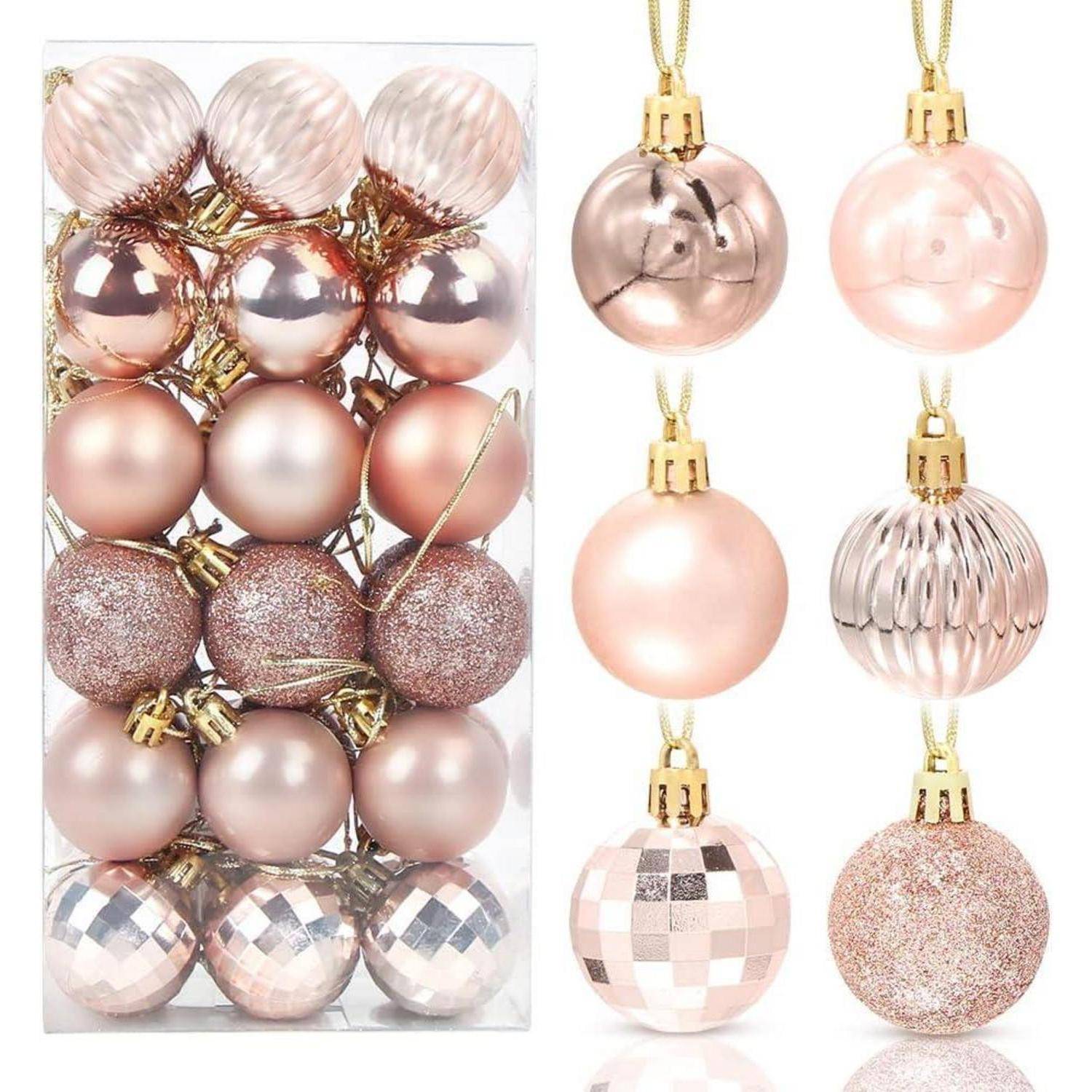Weihnachtskugeln Christbaumkugeln Kunststoff 4cm 36 Stück Roségold