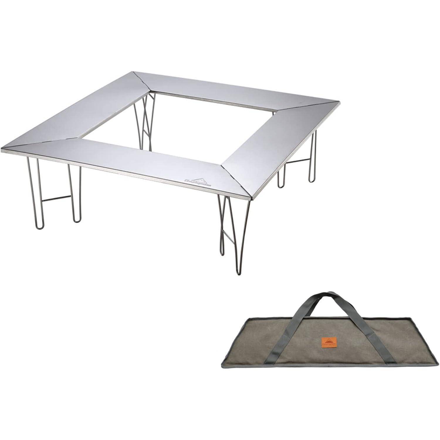 Camping-Grilltisch faltbar mit Tragetasche Edelstahl 84x84x30 cm