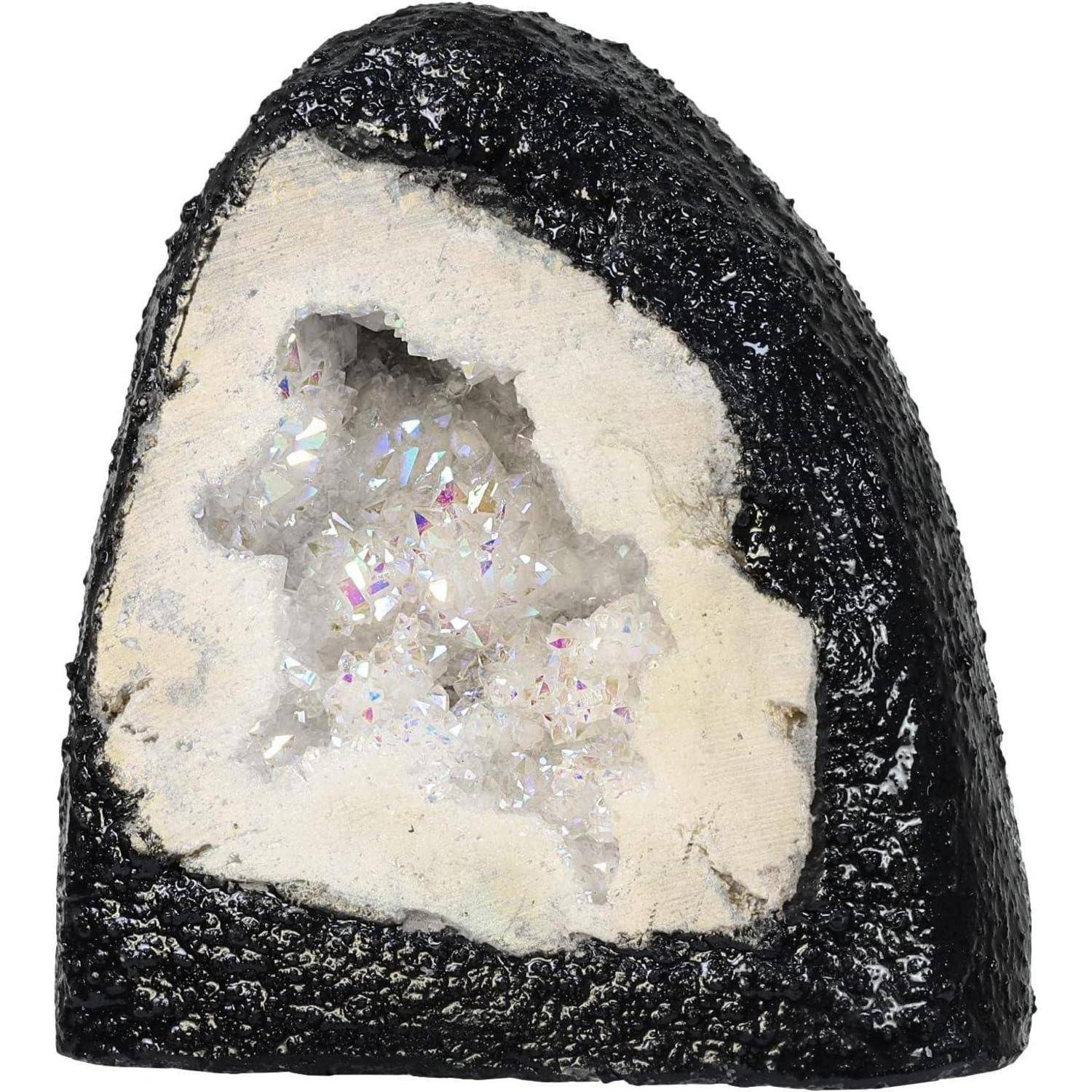 Kristall Rohstück Geode Quarz Cluster Edelstein Ornament Weiß 200-370g